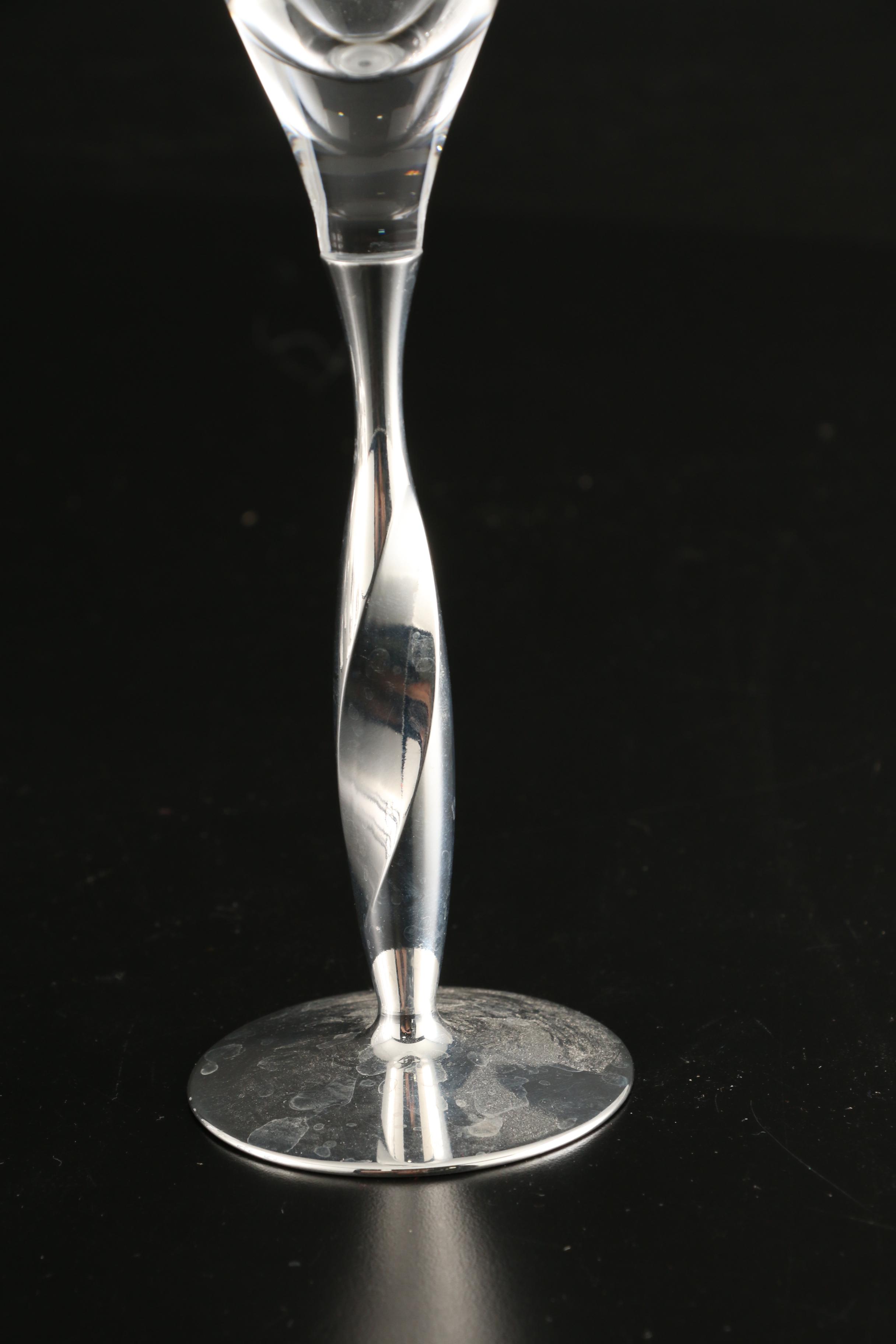 Nambe "Twist" Crystal Champagne Flutes Designed by Fred Bould, 2004 EBTH