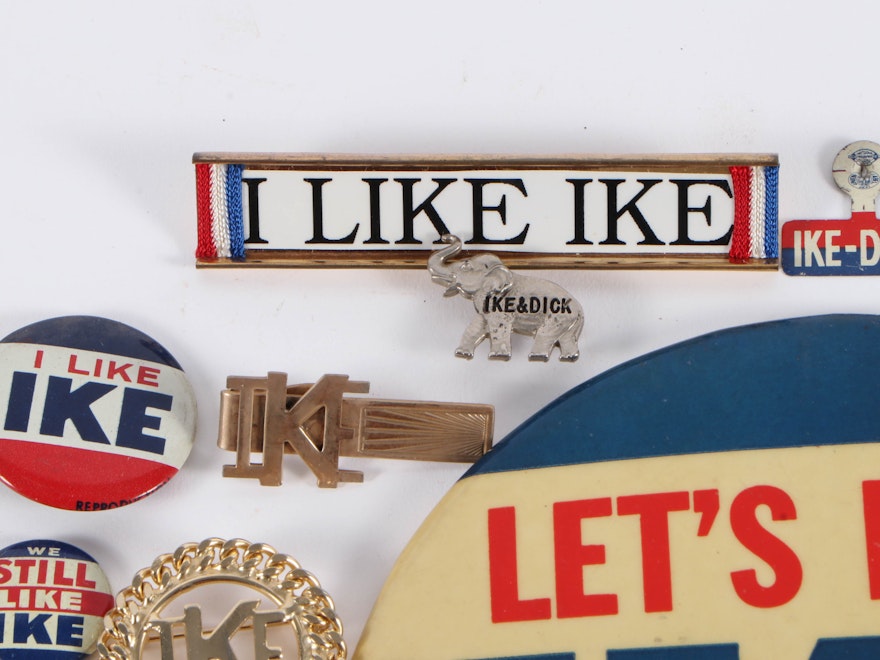 Eisenhower Pinbacks Including 1948 Campaign Ikedick Lapel Tabs And More Ebth 