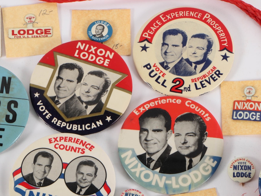 Nixon And Lodge 1960 Campaign Pinback Buttons Ebth