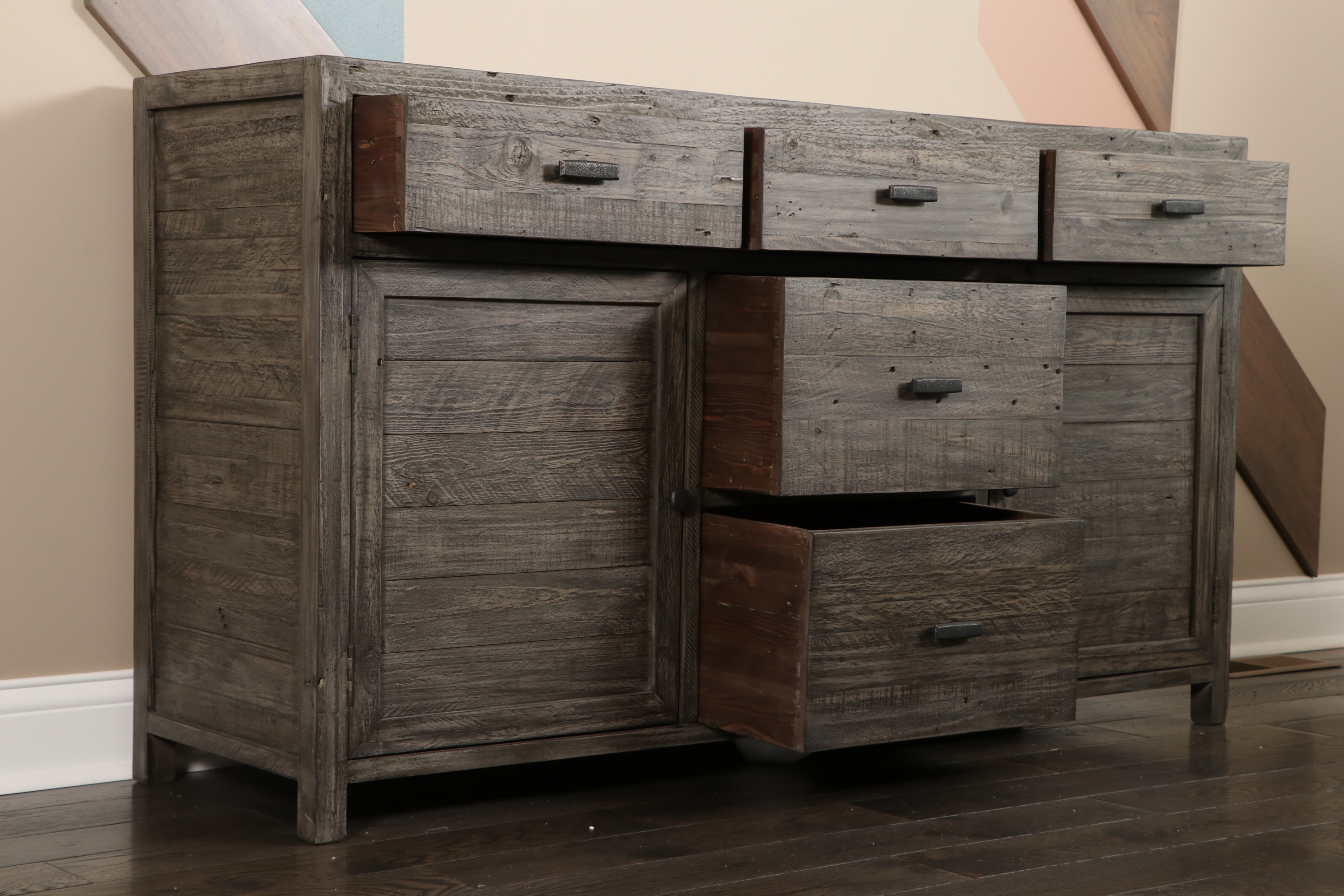 distressed wood storage cabinet