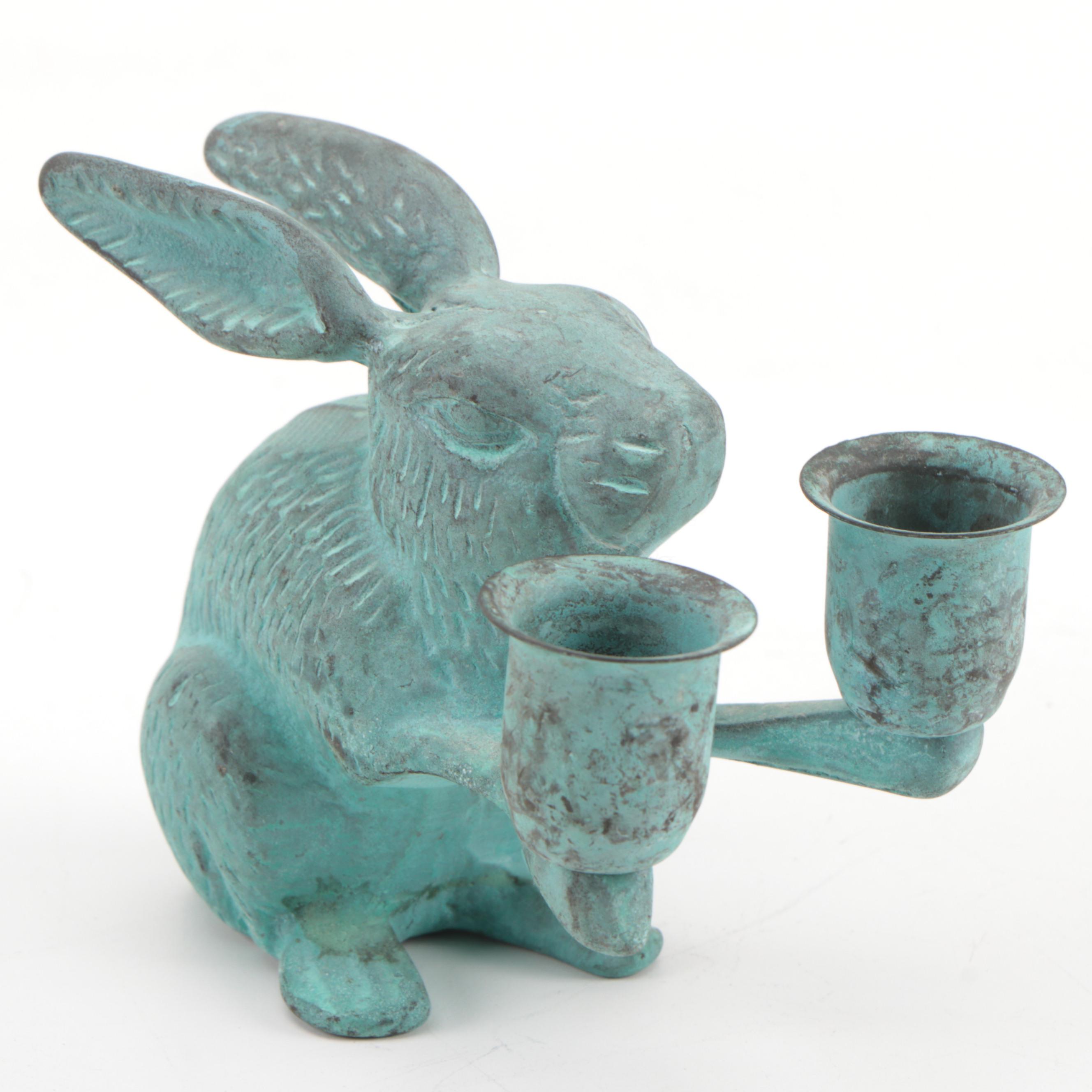 Bronze and Iron Animal Shaped Candle Holders, Late 20th Century EBTH