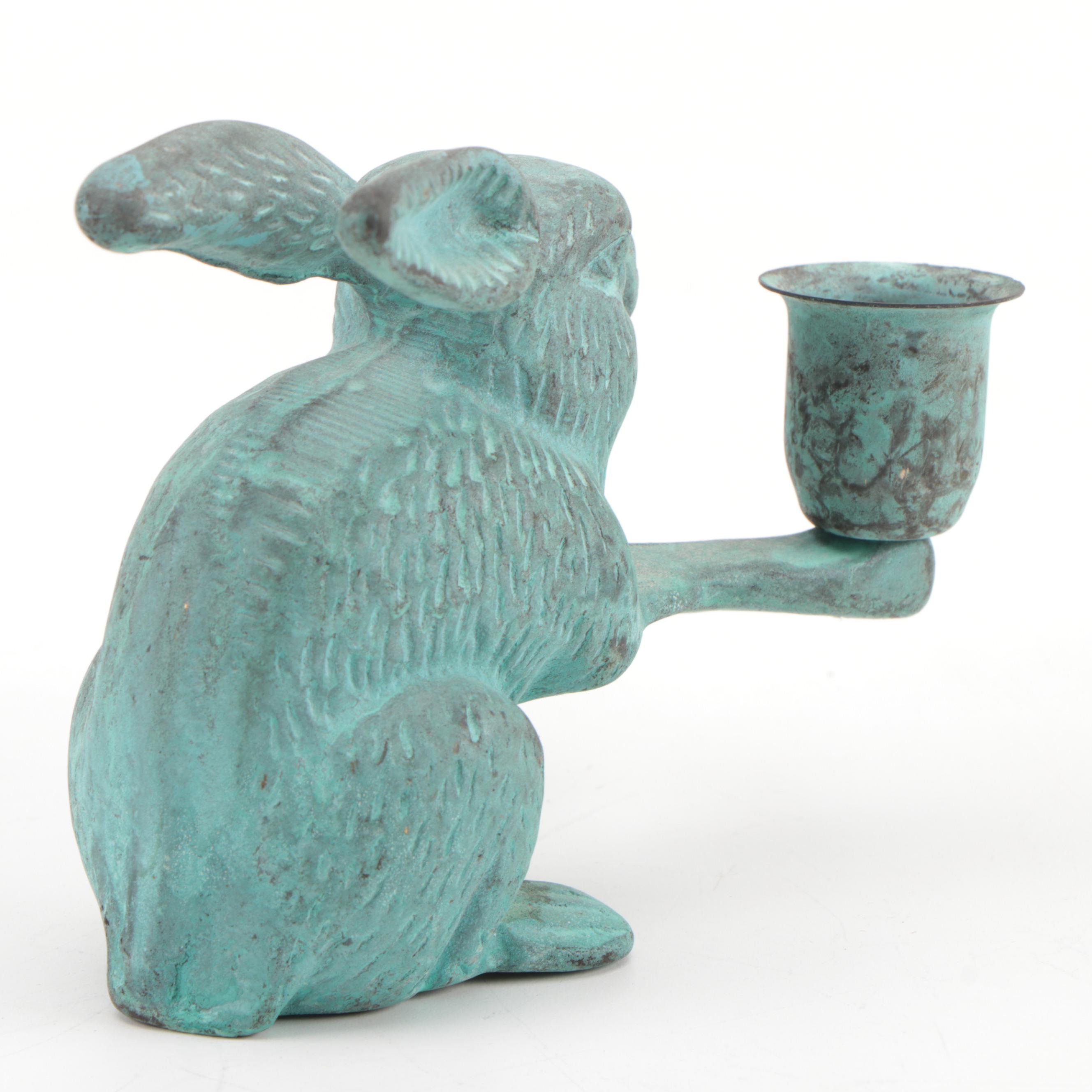 Bronze and Iron Animal Shaped Candle Holders, Late 20th Century EBTH