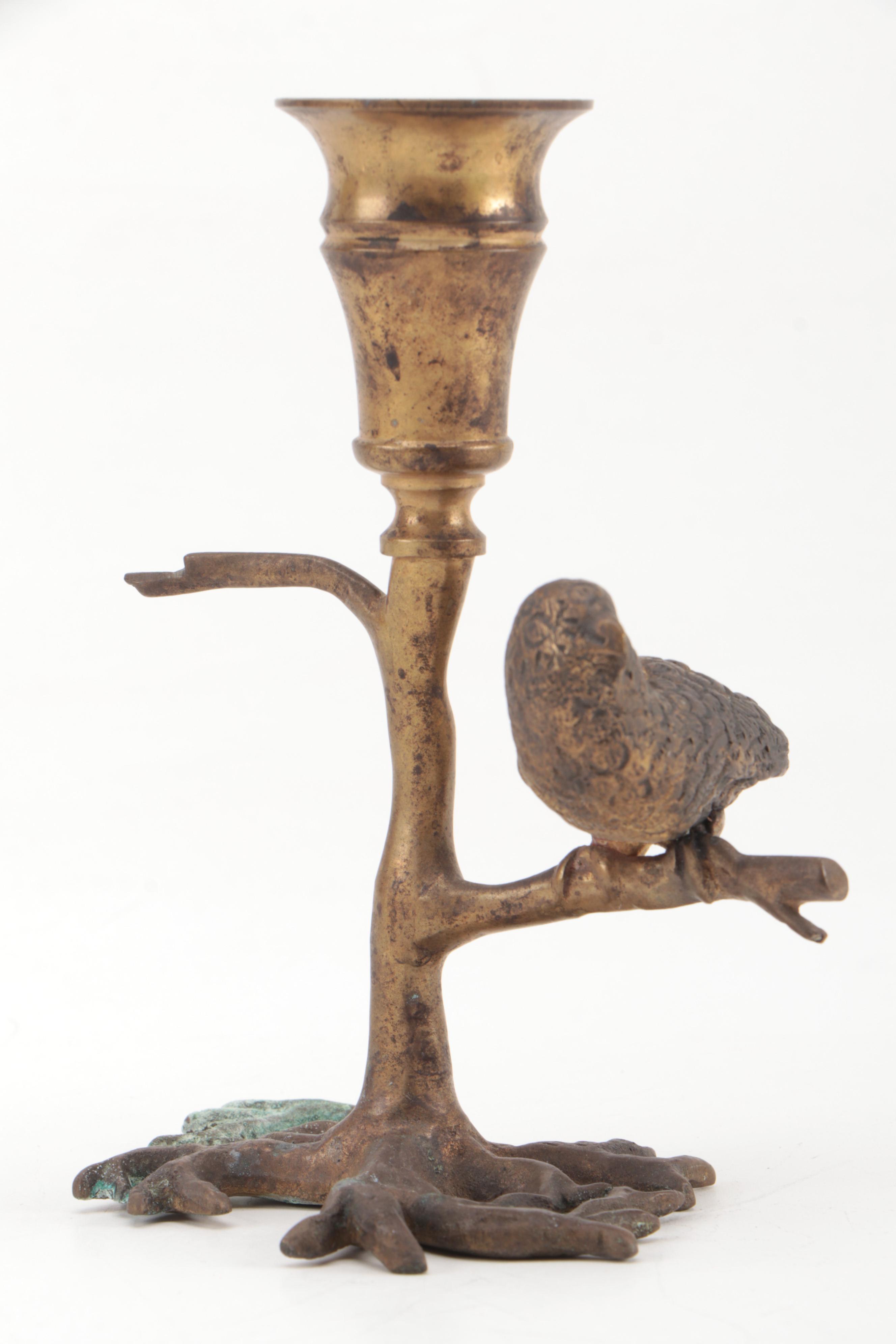 Bronze and Iron Animal Shaped Candle Holders, Late 20th Century EBTH