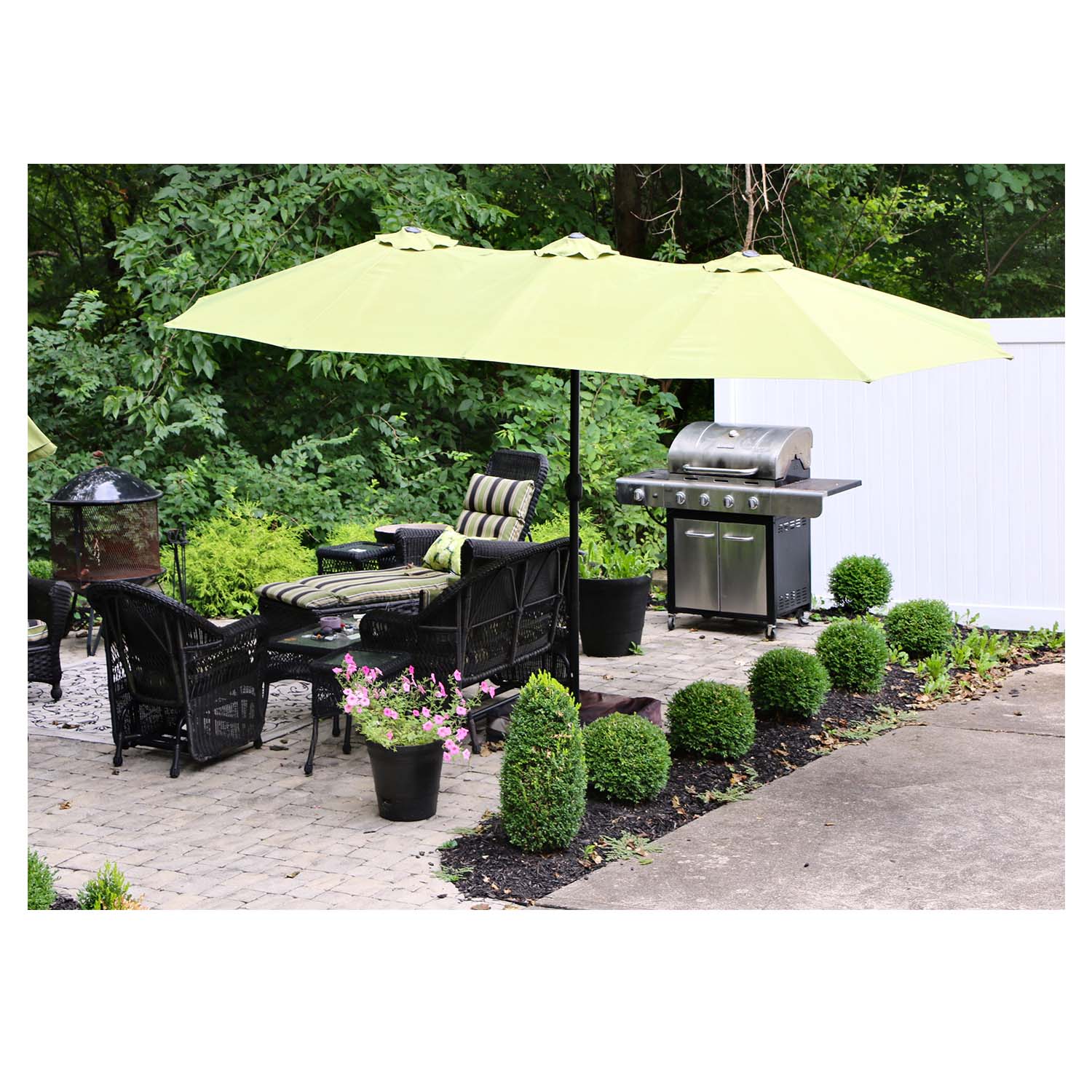 Outdoor Double Patio 8 X 14 Umbrella With Weighted Base Ebth