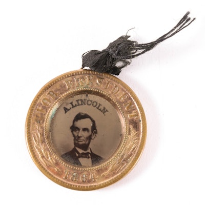 Abraham Lincoln and Andrew Johnson Double-Sided Ferrotype Campaign Medal Abraham Lincoln and Andrew Johnson Double-Sided Ferrotype Campaign Medal