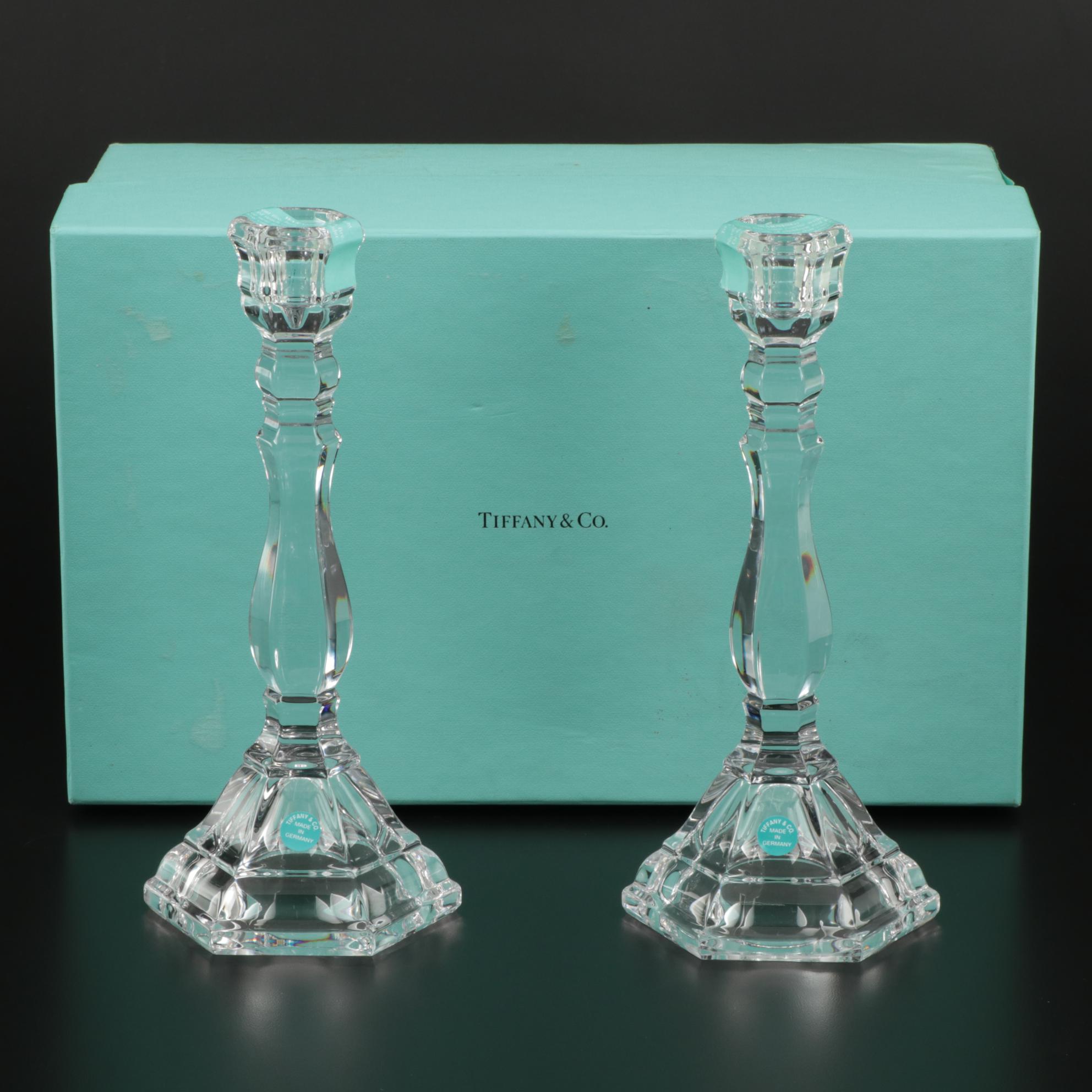 Tiffany & Co. "Plymouth" Single Light Crystal Candlesticks EBTH