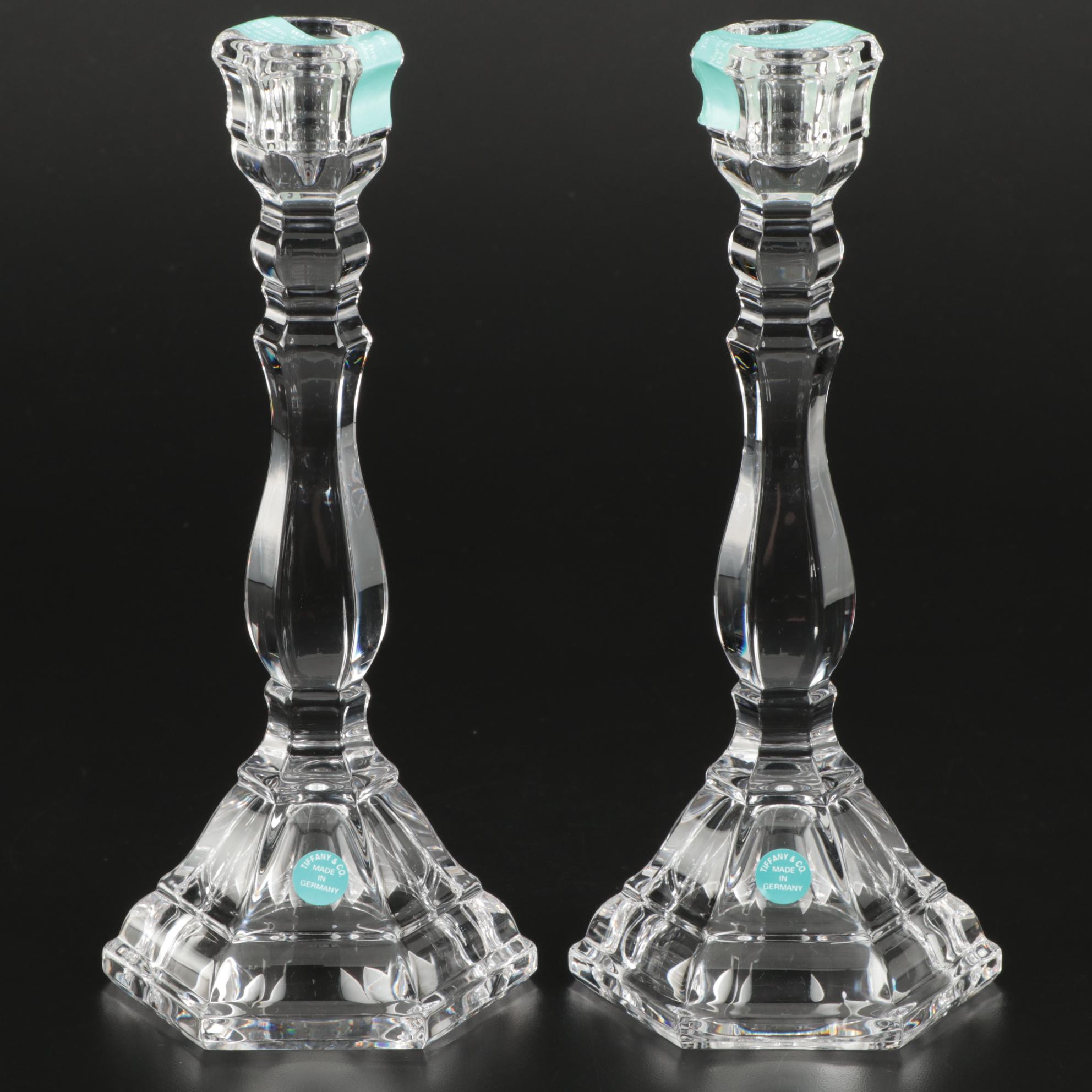 Tiffany & Co. "Plymouth" Single Light Crystal Candlesticks EBTH