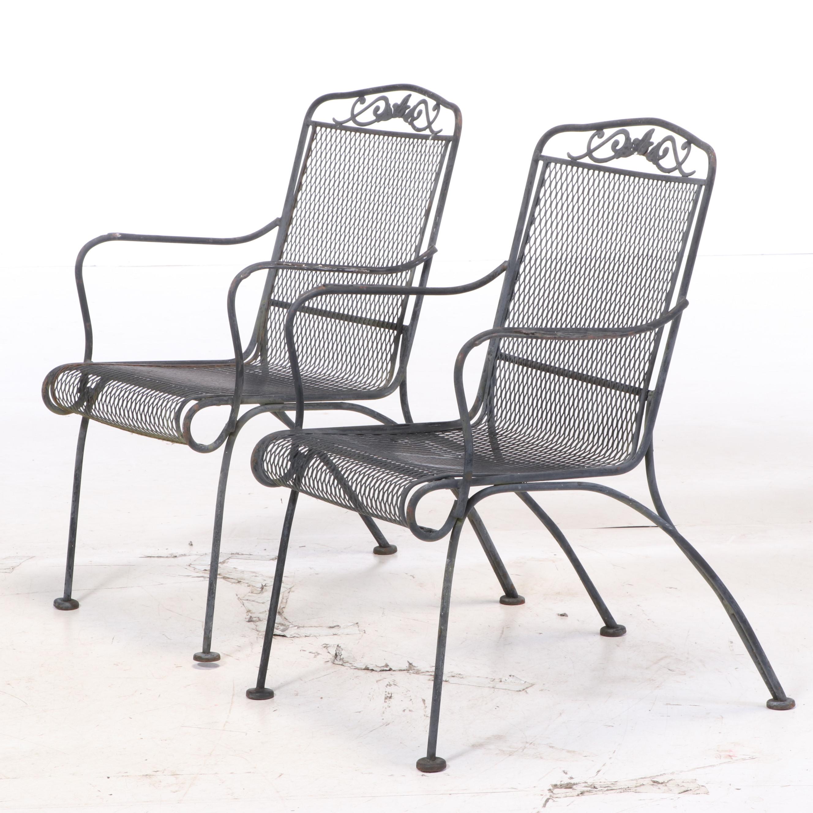 Woven Metal Mesh Patio Chairs and Bar Cart, Late 20th Century EBTH