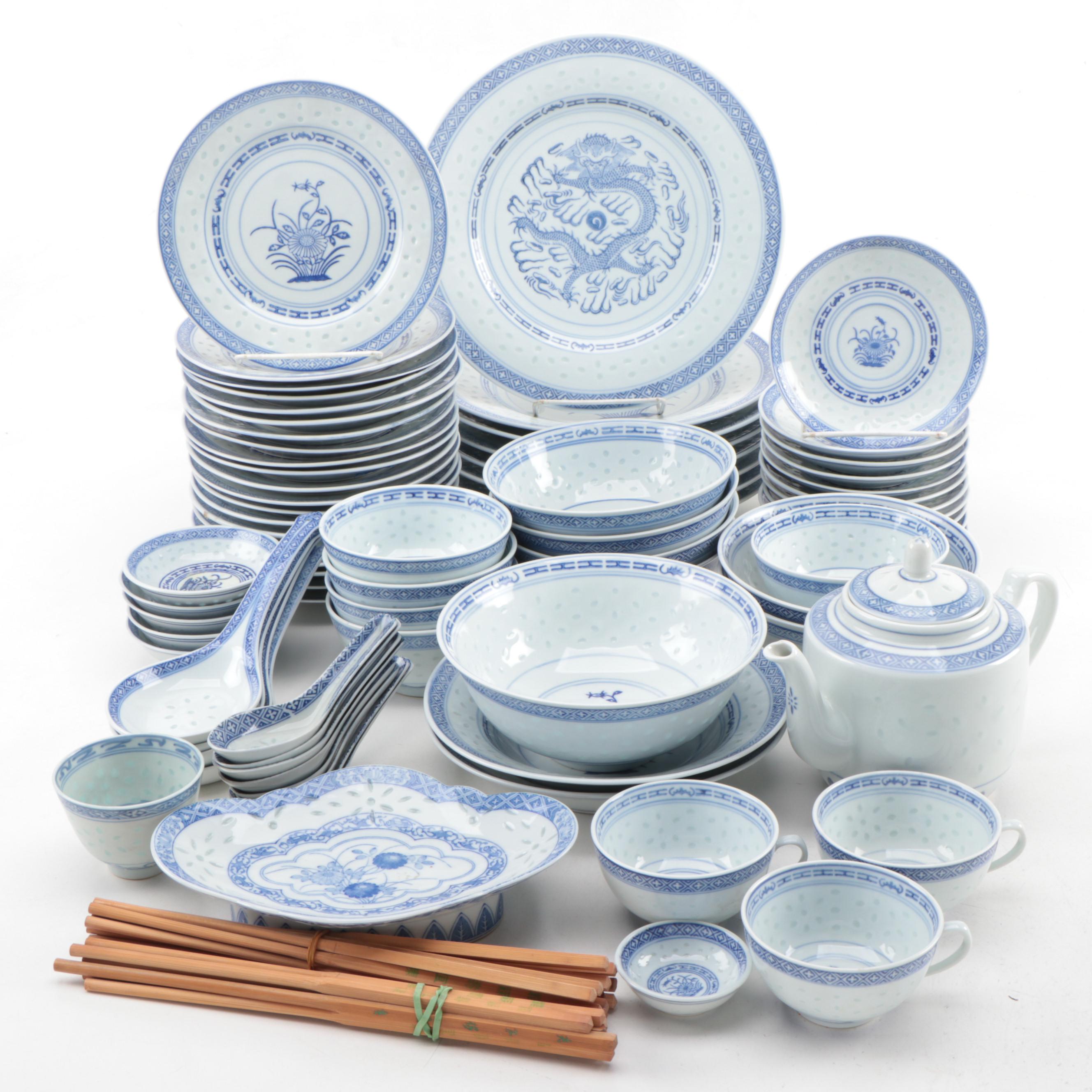 Tienshan "Rice Flower" and Other Rice Grain Porcelain Dinnerware, Late
