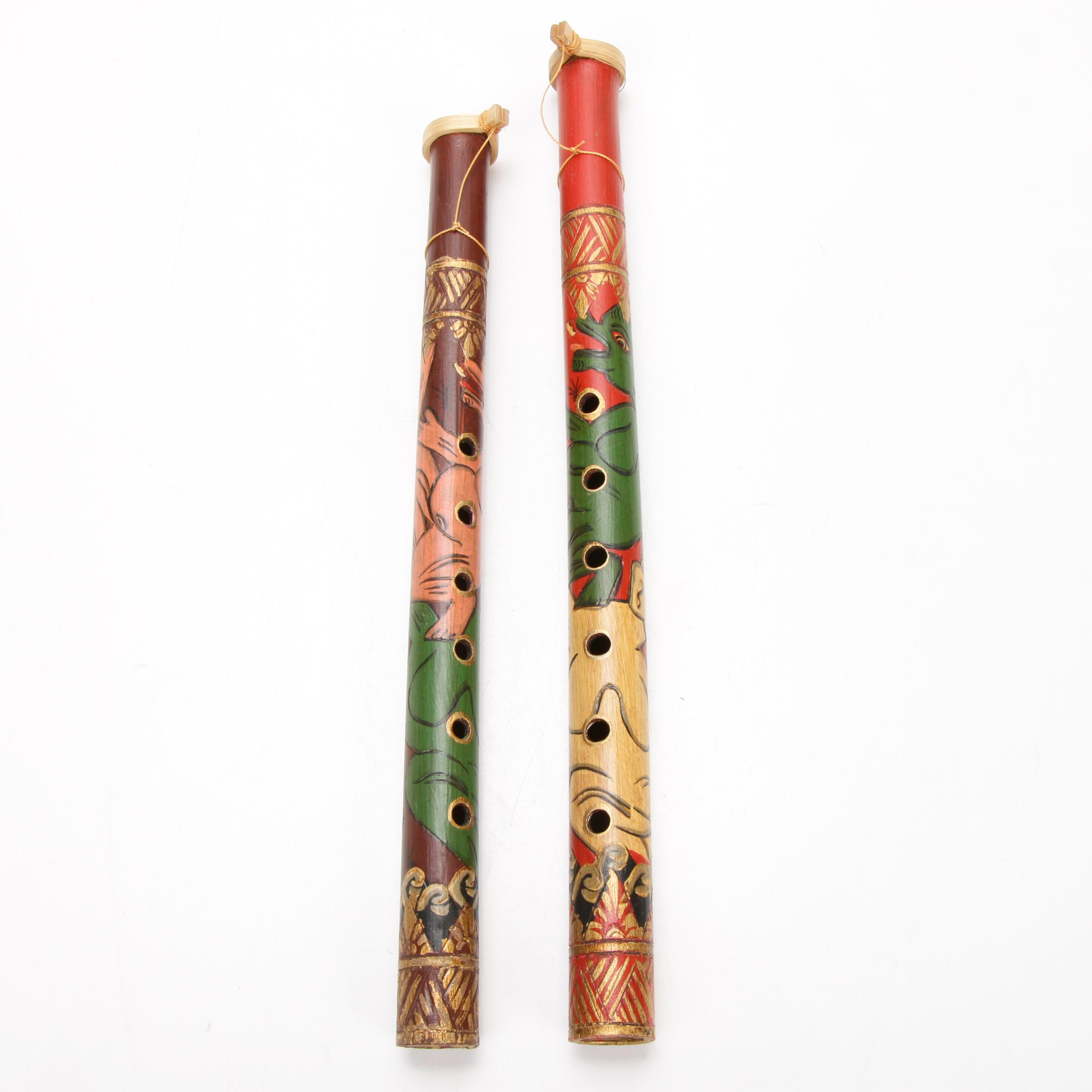 Balinese HandCarved and HandPainted Bamboo Flutes EBTH