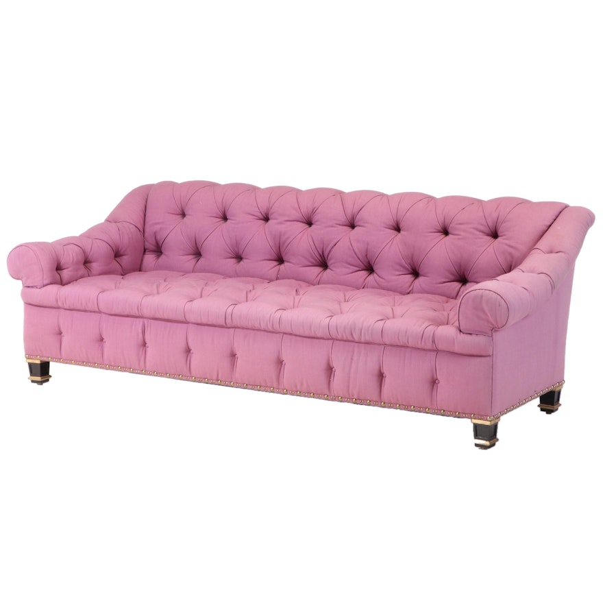 Chesterfield Style Button-Tufted and Brass-Tacked Sofa, 20th Century