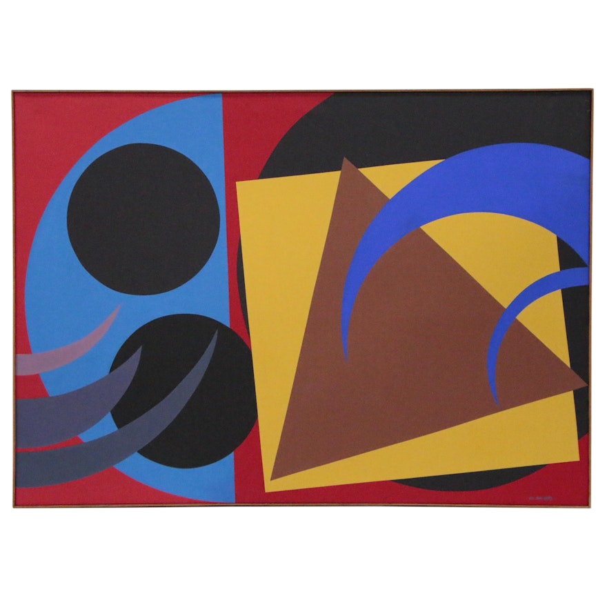 Walter Stomps Acrylic Painting "Construction", Late 20th Century