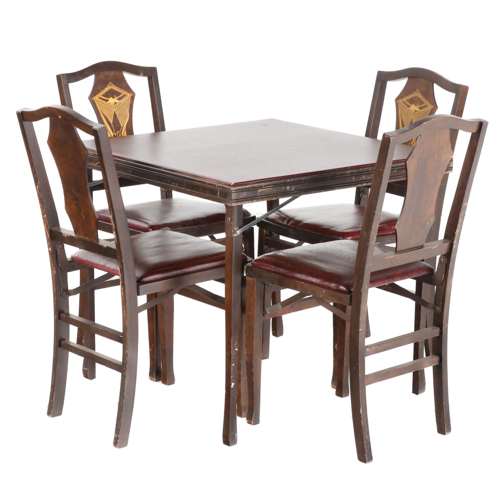 Louis Rastetter & Sons Co. "Solid Kumfort" Folding Card Table and Four