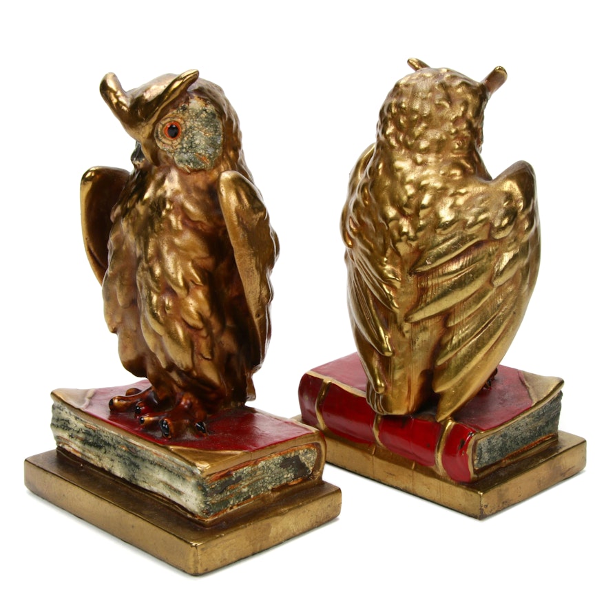 bronze owl bookends