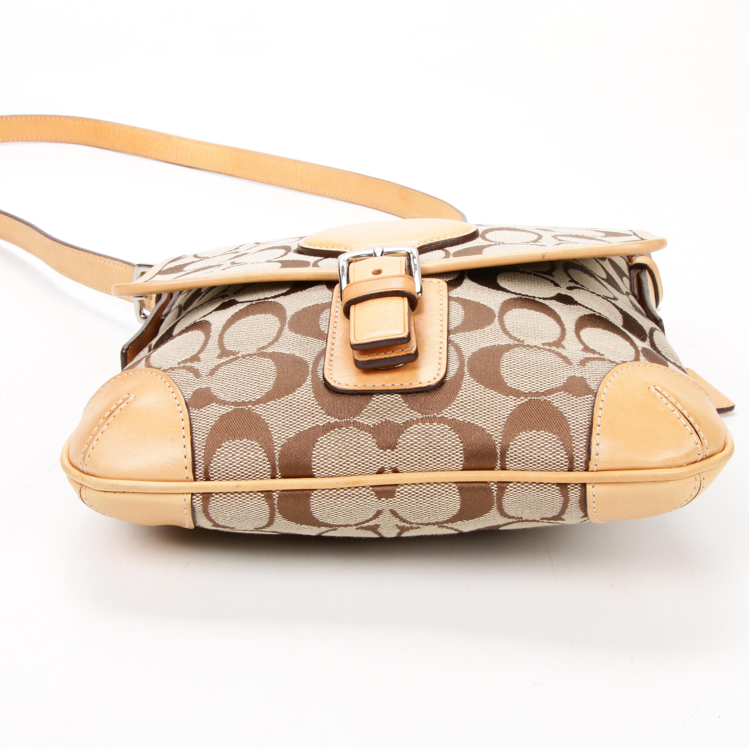 Coach Buckle Flap Front Crossbody Bag in Signature Canvas with Leather