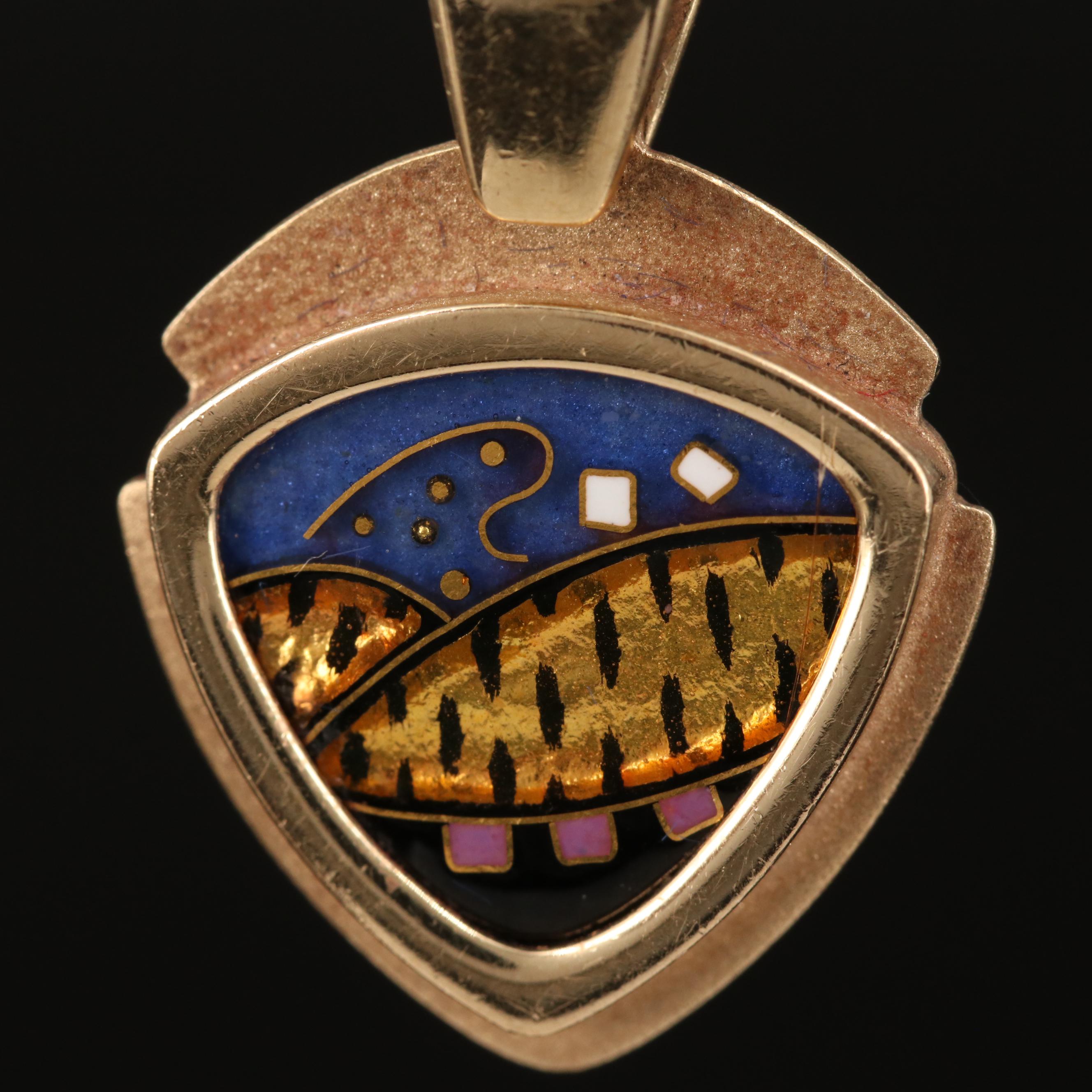 Frances Kite 14K Cloisonné Pendant EBTH