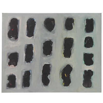Achi Sullo Abstract Grid Oil Painting, circa 1964