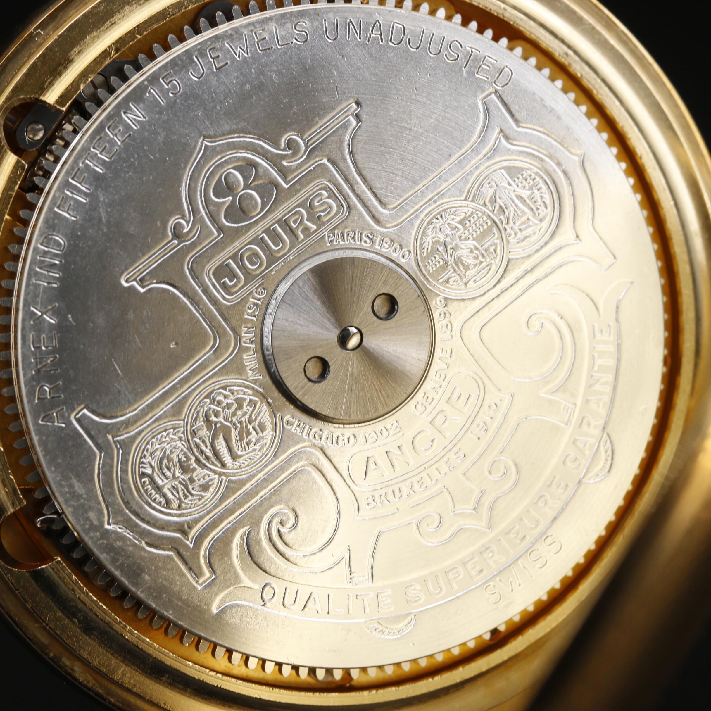 Hebdomas Arnex Exposed Balance 8Day Pocket Watch with Chain Fob EBTH