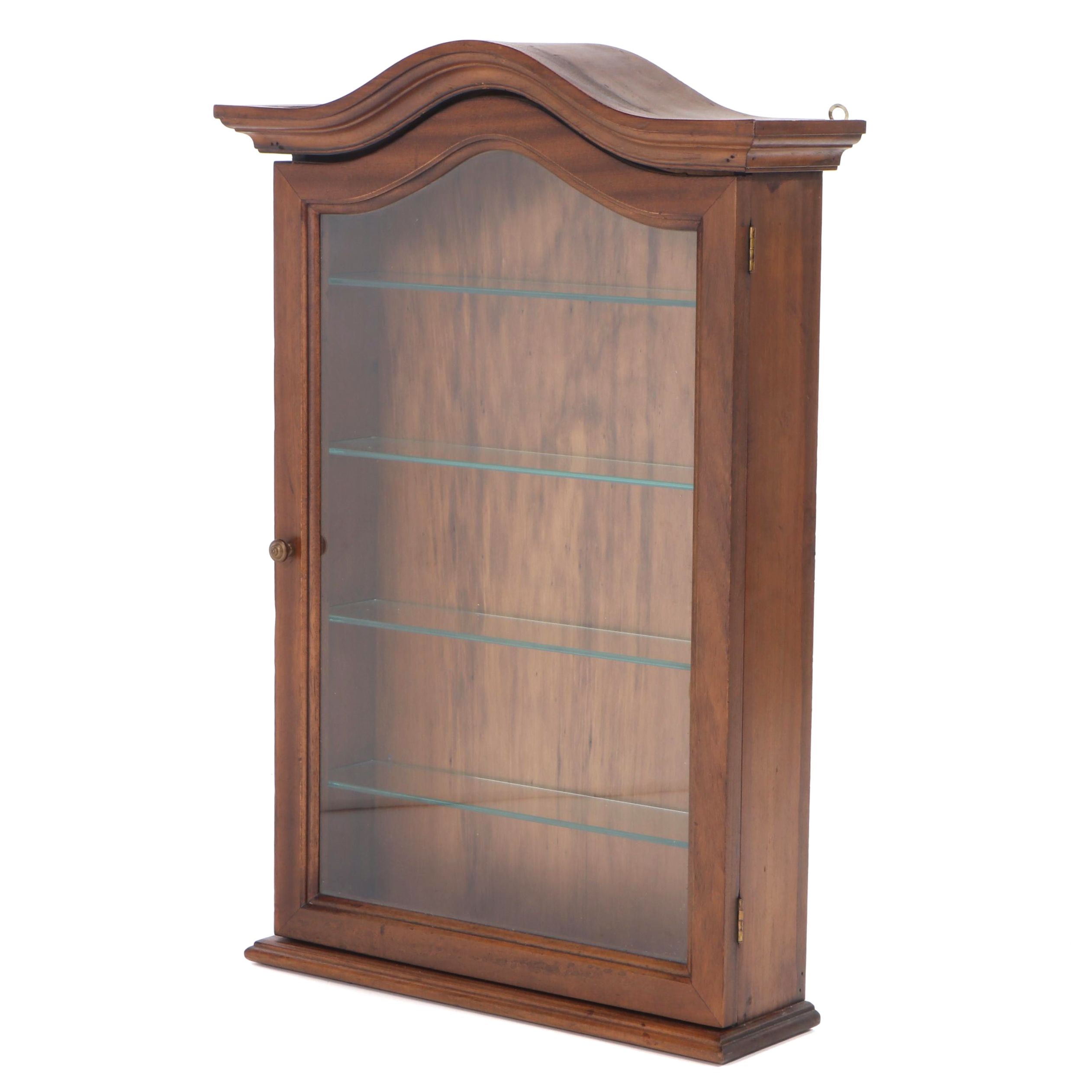 Wood Wall Hanging Display Cabinet With Glass Shelves Ebth