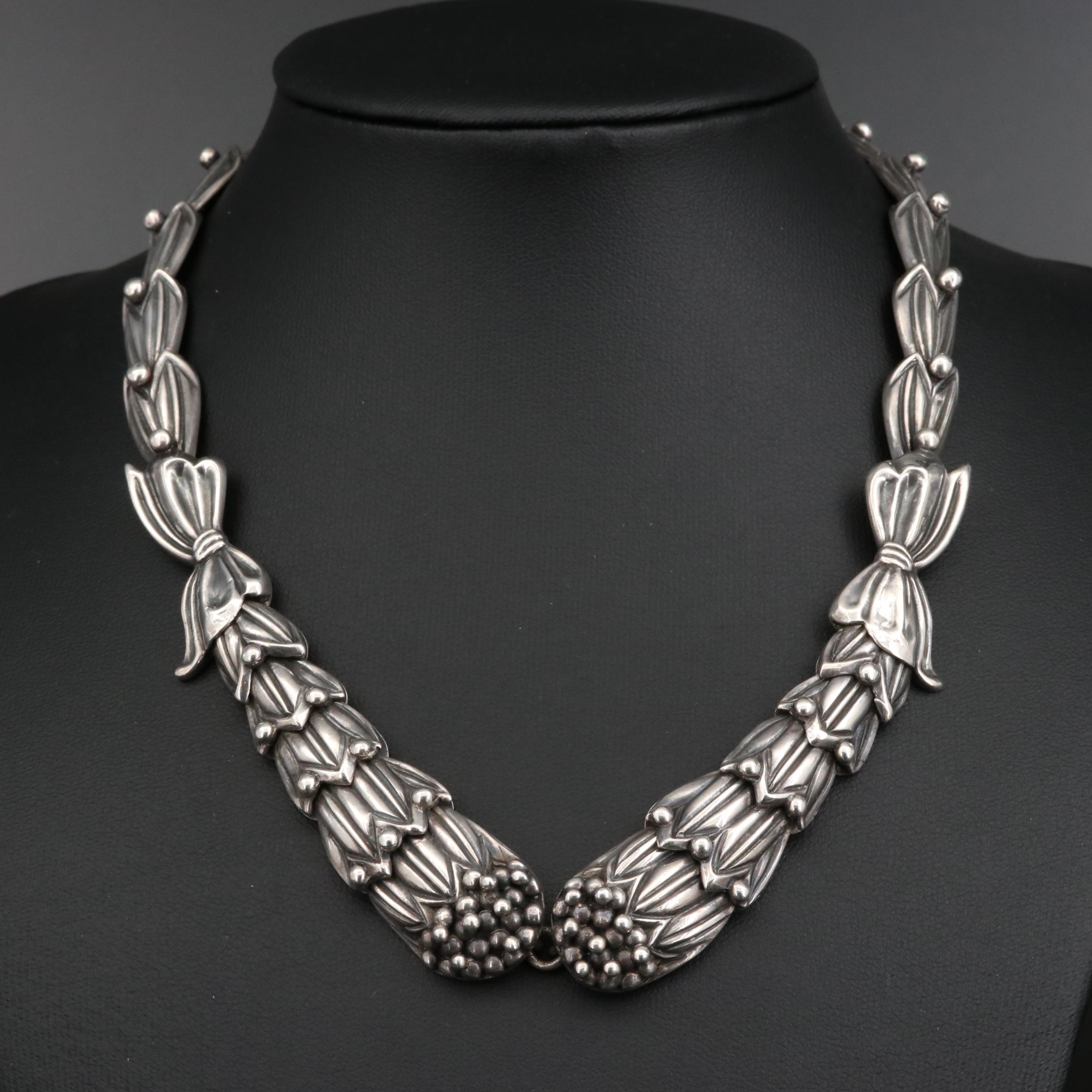 1950s Margot de Taxco "Cornflower" Clamper and Necklace EBTH