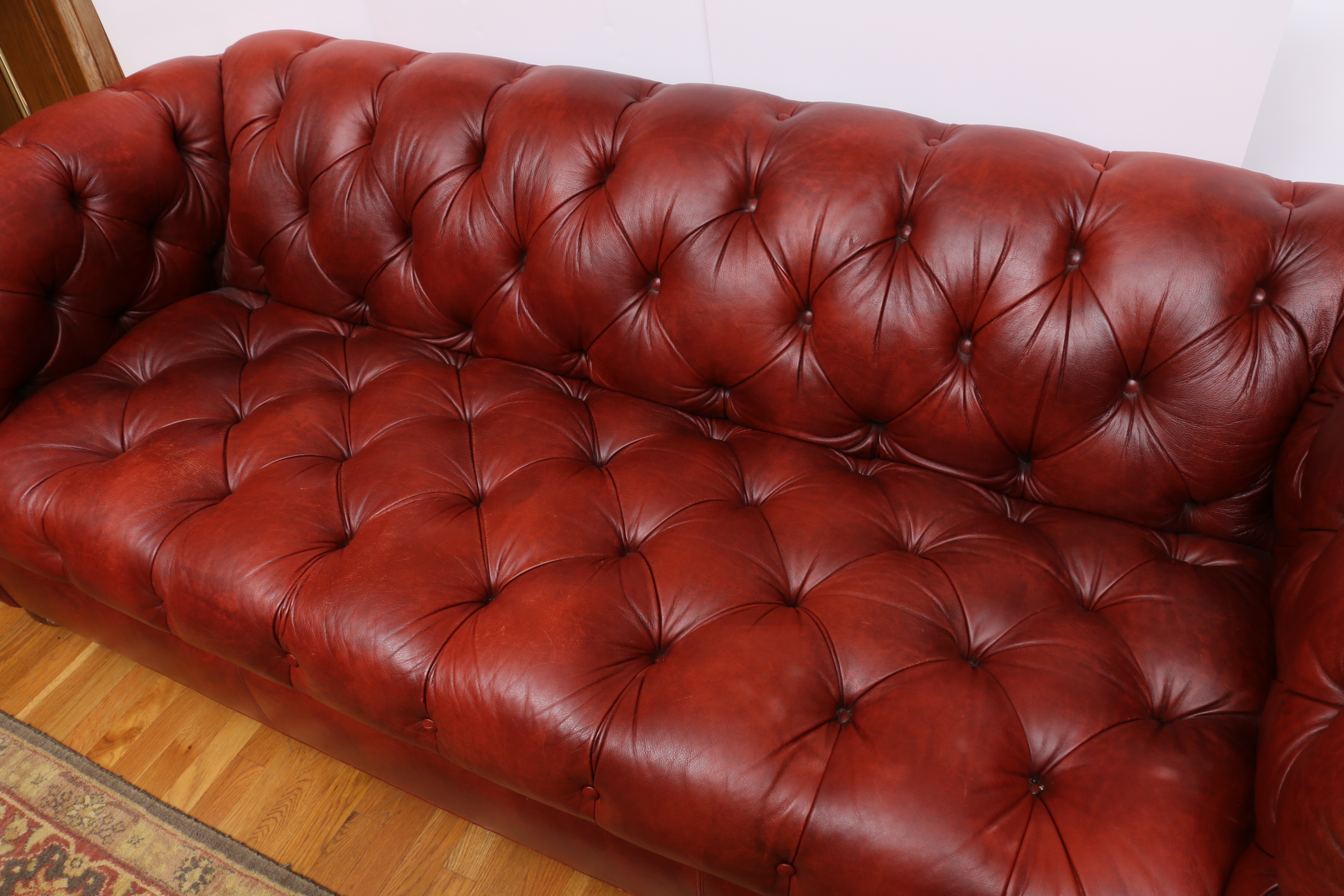Ethan Allen Oxblood Leather Chesterfield Sofa EBTH