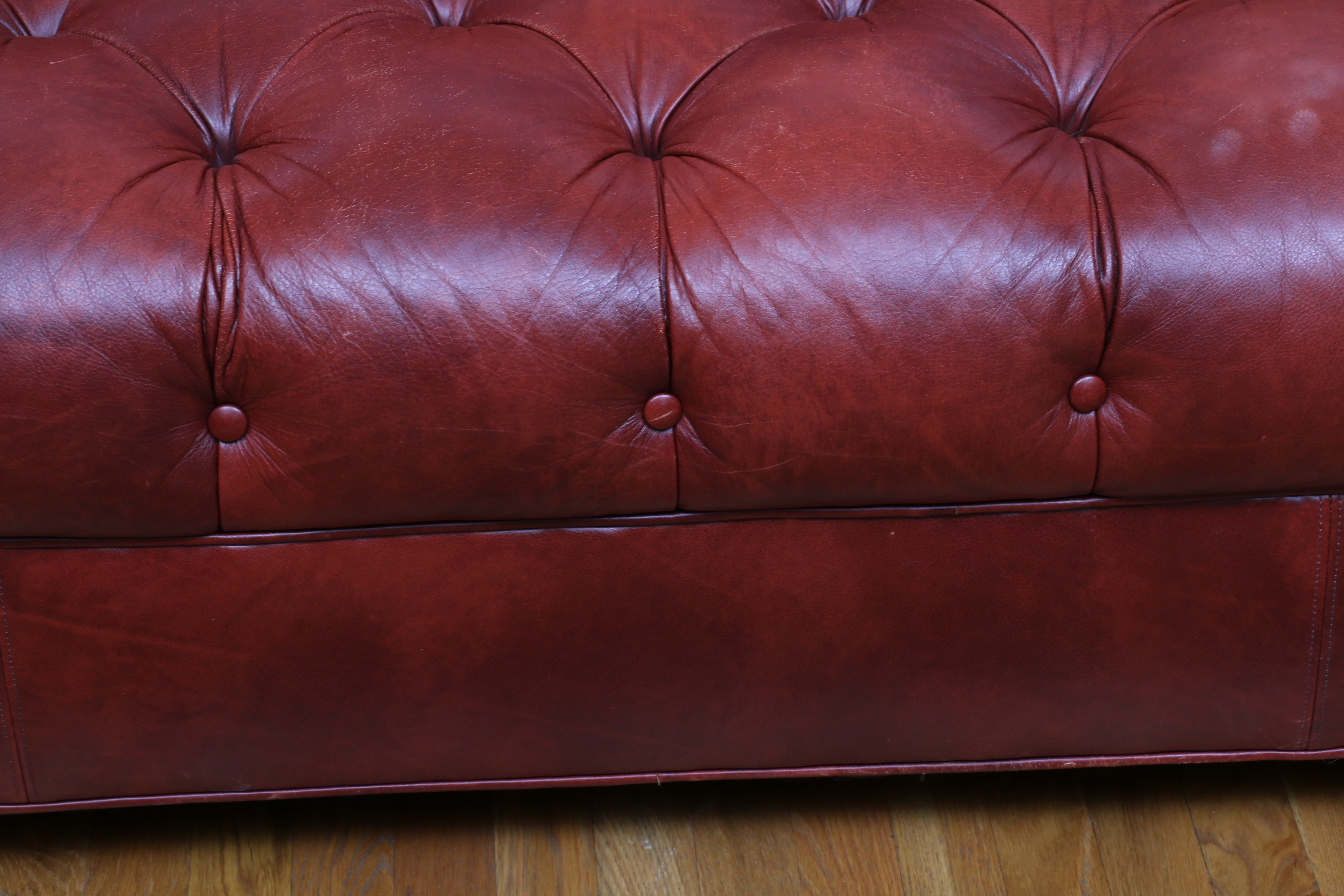Ethan Allen Oxblood Leather Chesterfield Sofa EBTH