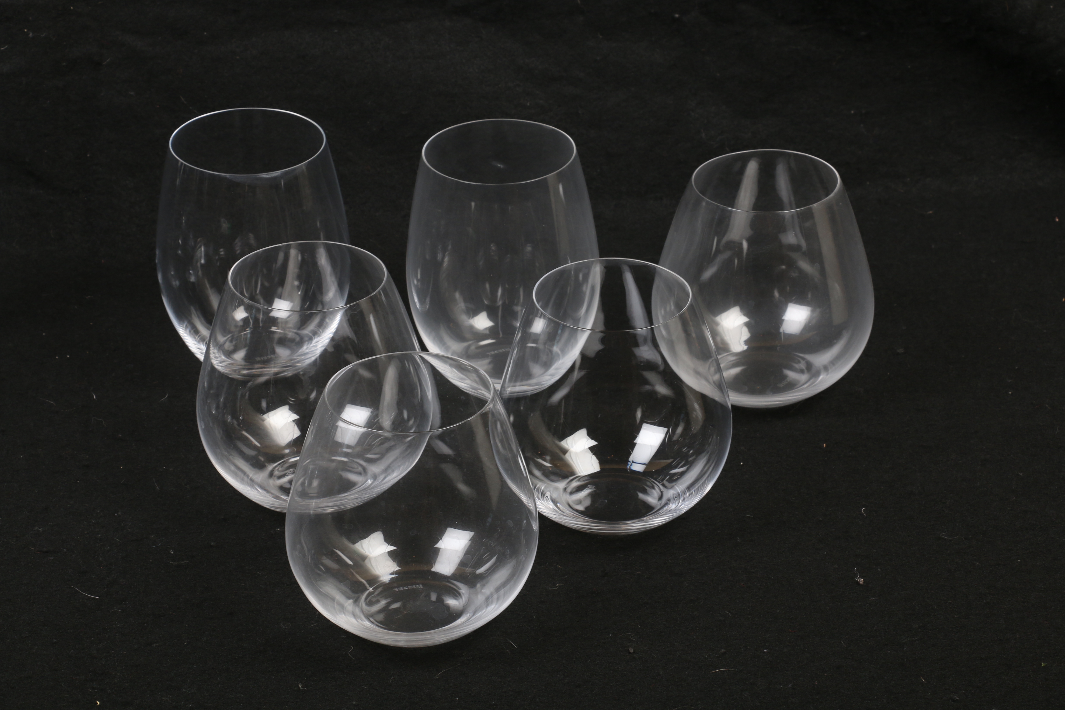 Orrefors "Intermezzo Blue" Crystal Flutes and Riedel Stemless Wine