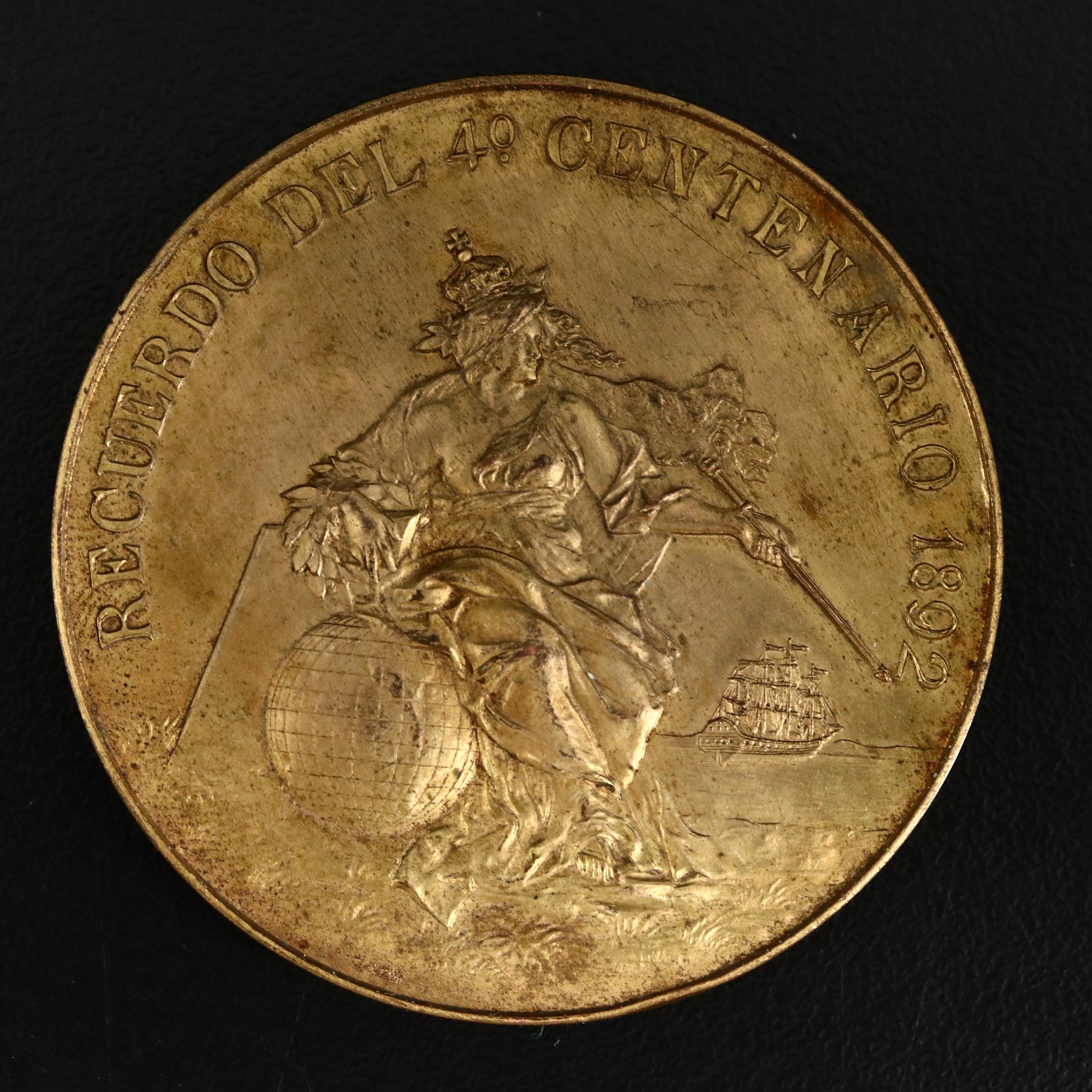 Columbus Quadricentennial Commemorative Brass Medal EBTH