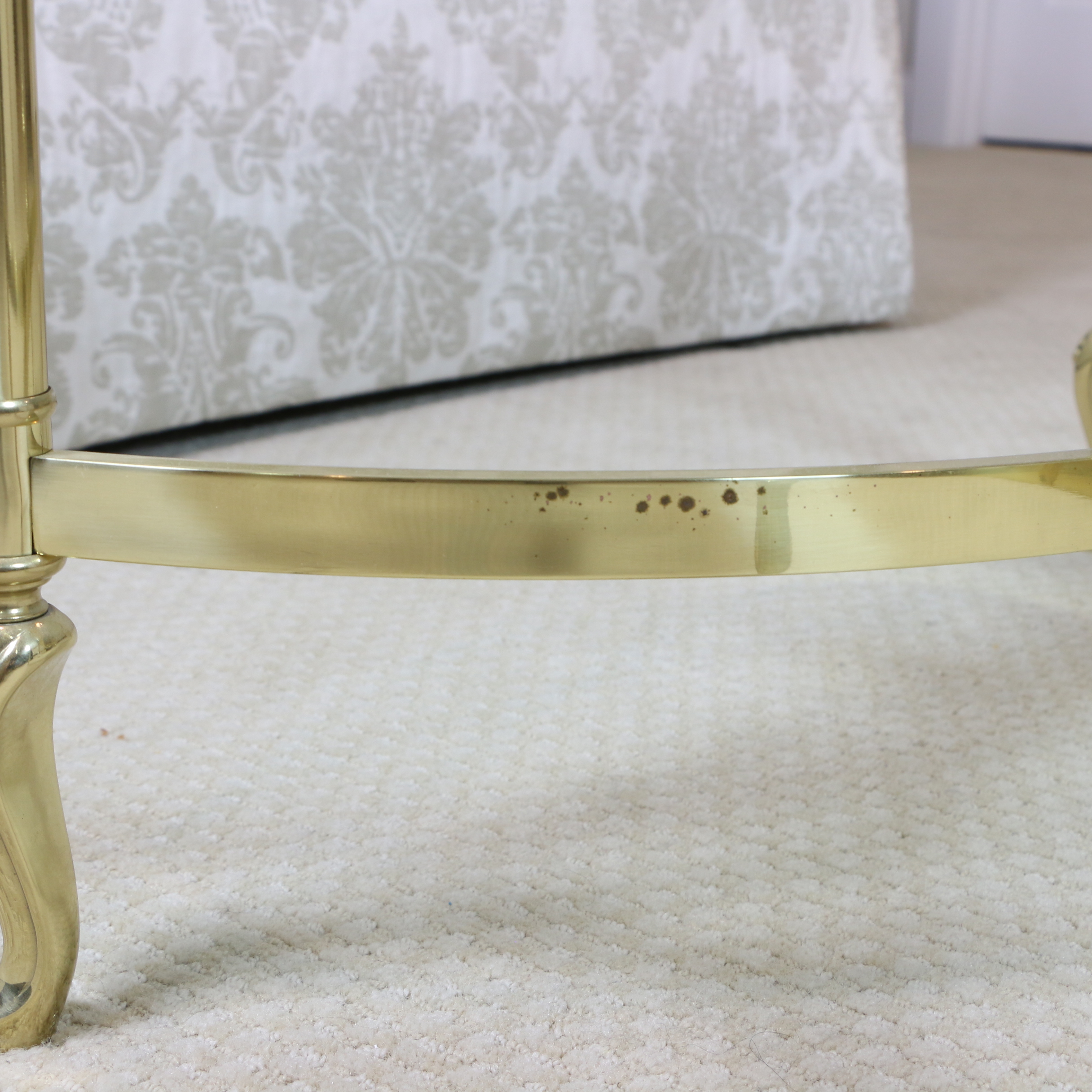 Ethan Allen Regency Style Brass and Glass Oval Coffee Table EBTH