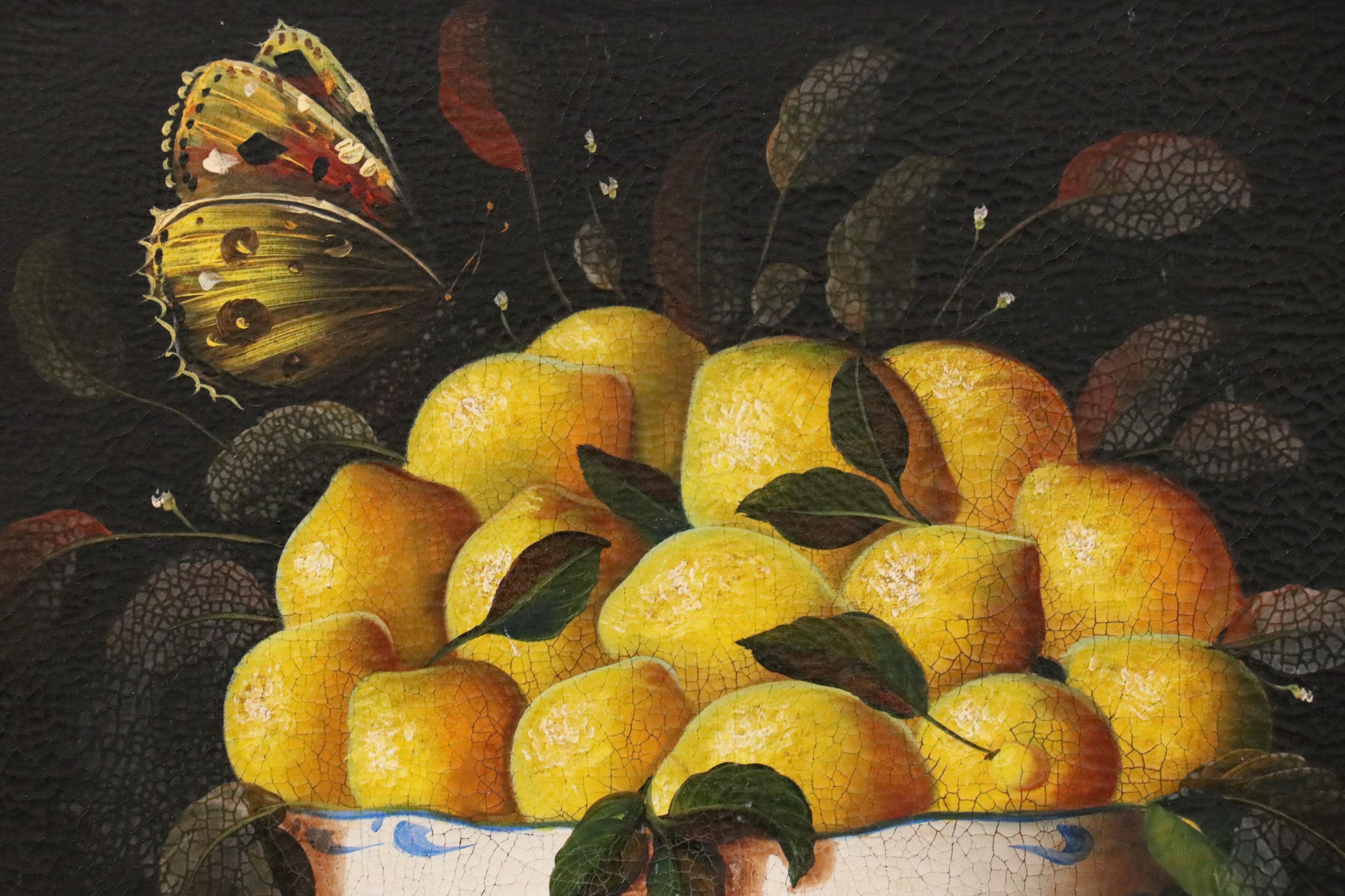 Quispe Malca Gilmer Oil Painting Still Life of a Bowl of Lemons EBTH