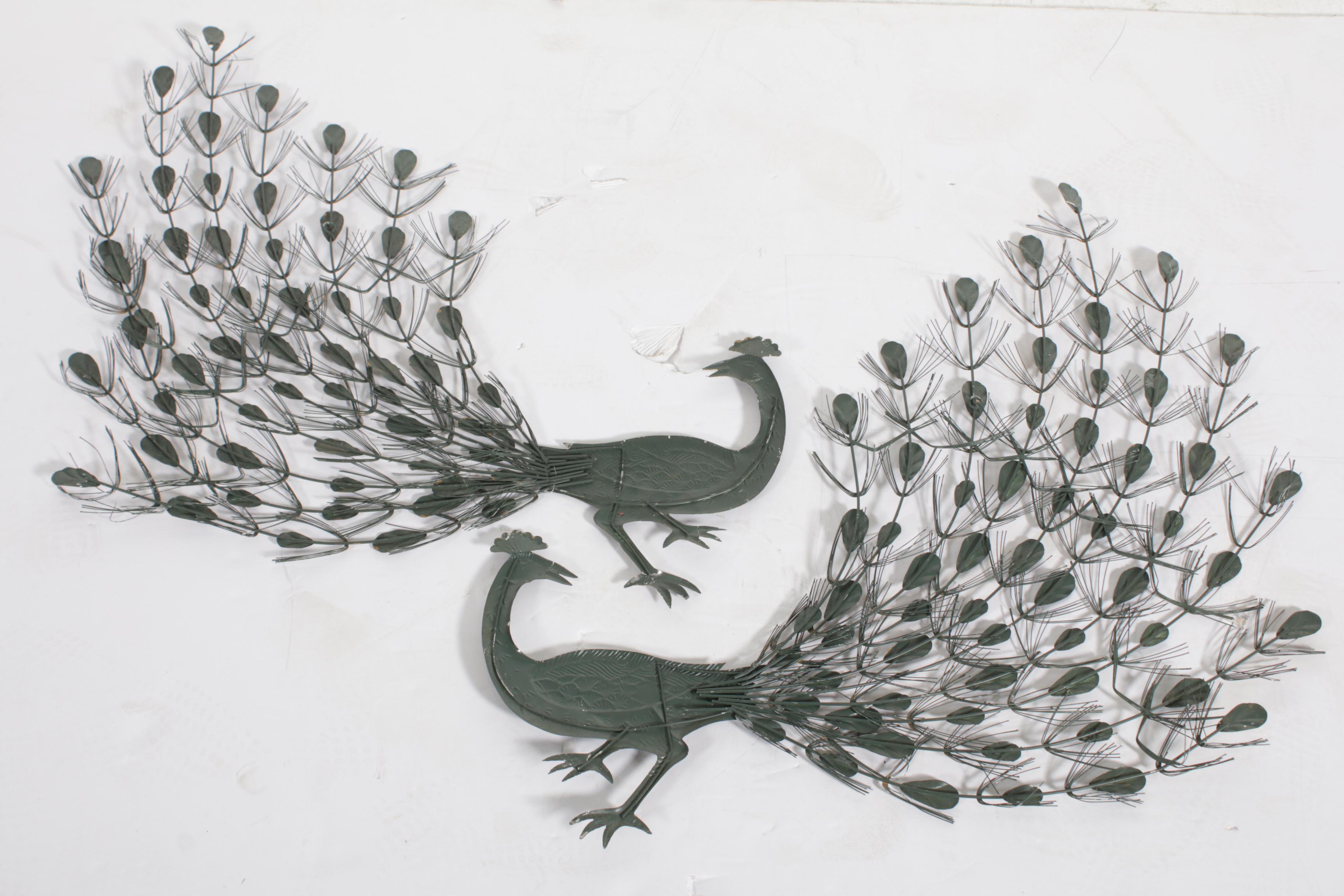 Pair of Metal Peacock Wall Hangings EBTH