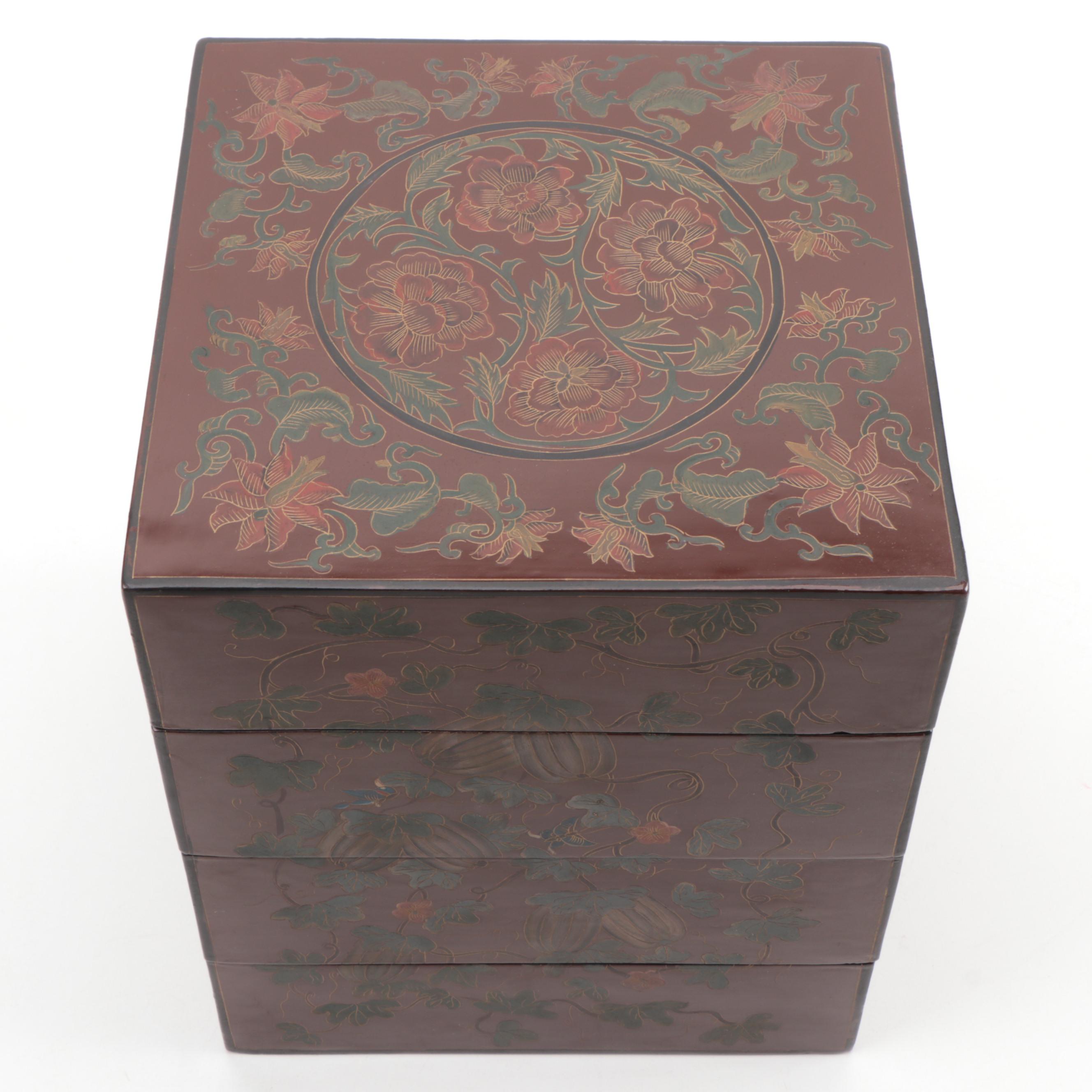 Japanese Lacquered Stacking Boxes | EBTH