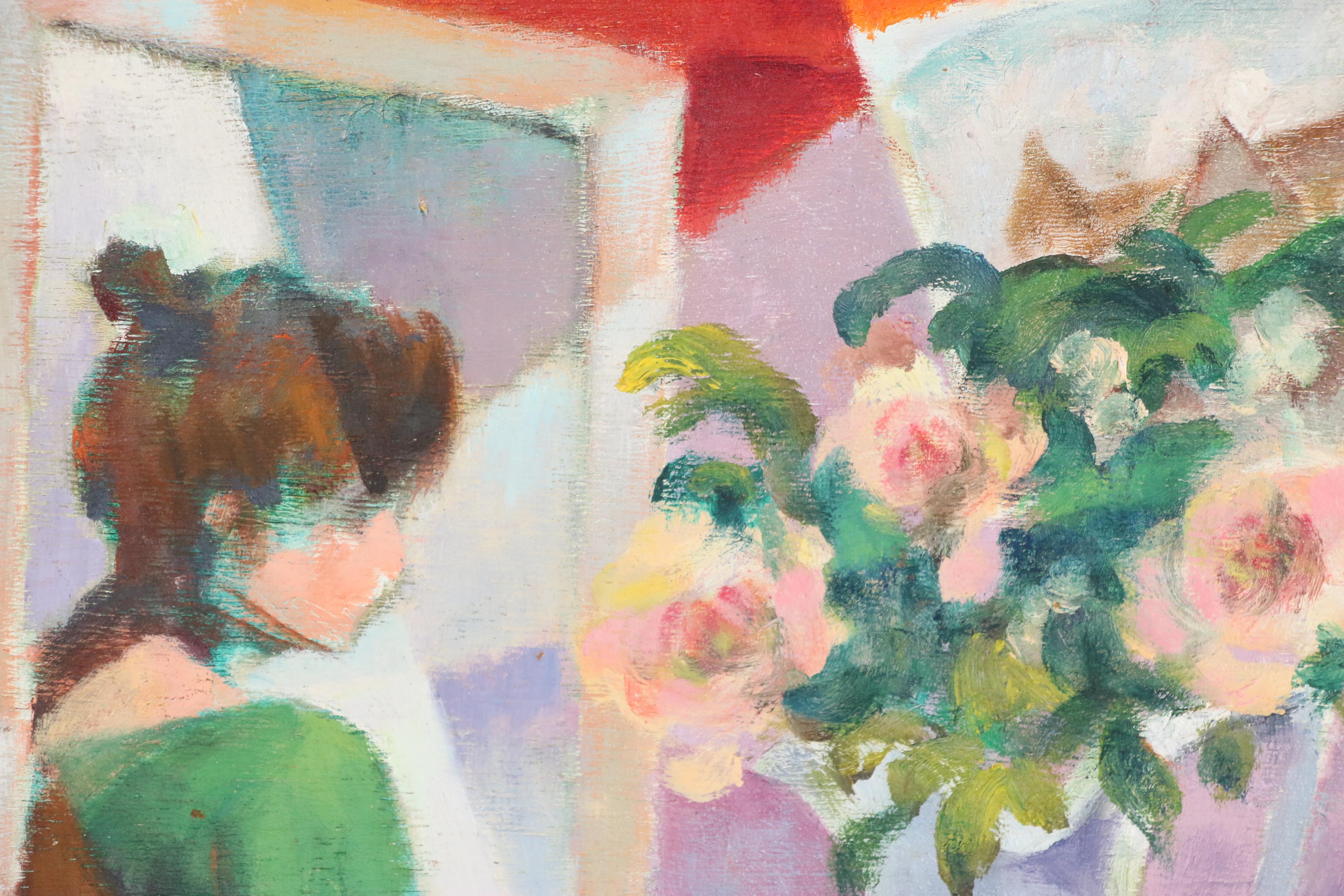 Jacques Zuccaire Oil Painting of Figure with Fruit Still Life, 20th Century EBTH