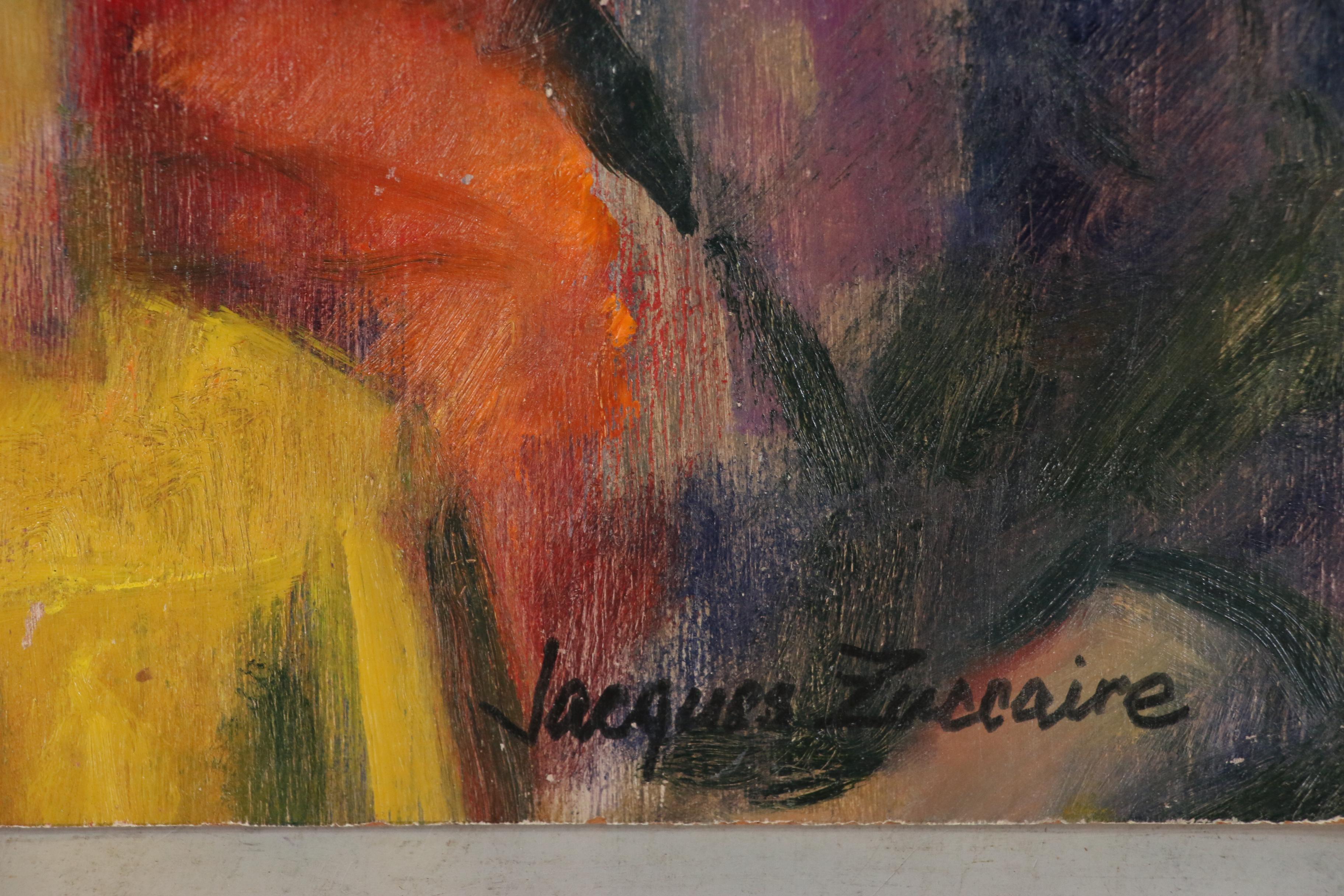 Jacques Zuccaire Oil Painting of Woman, 20th Century EBTH