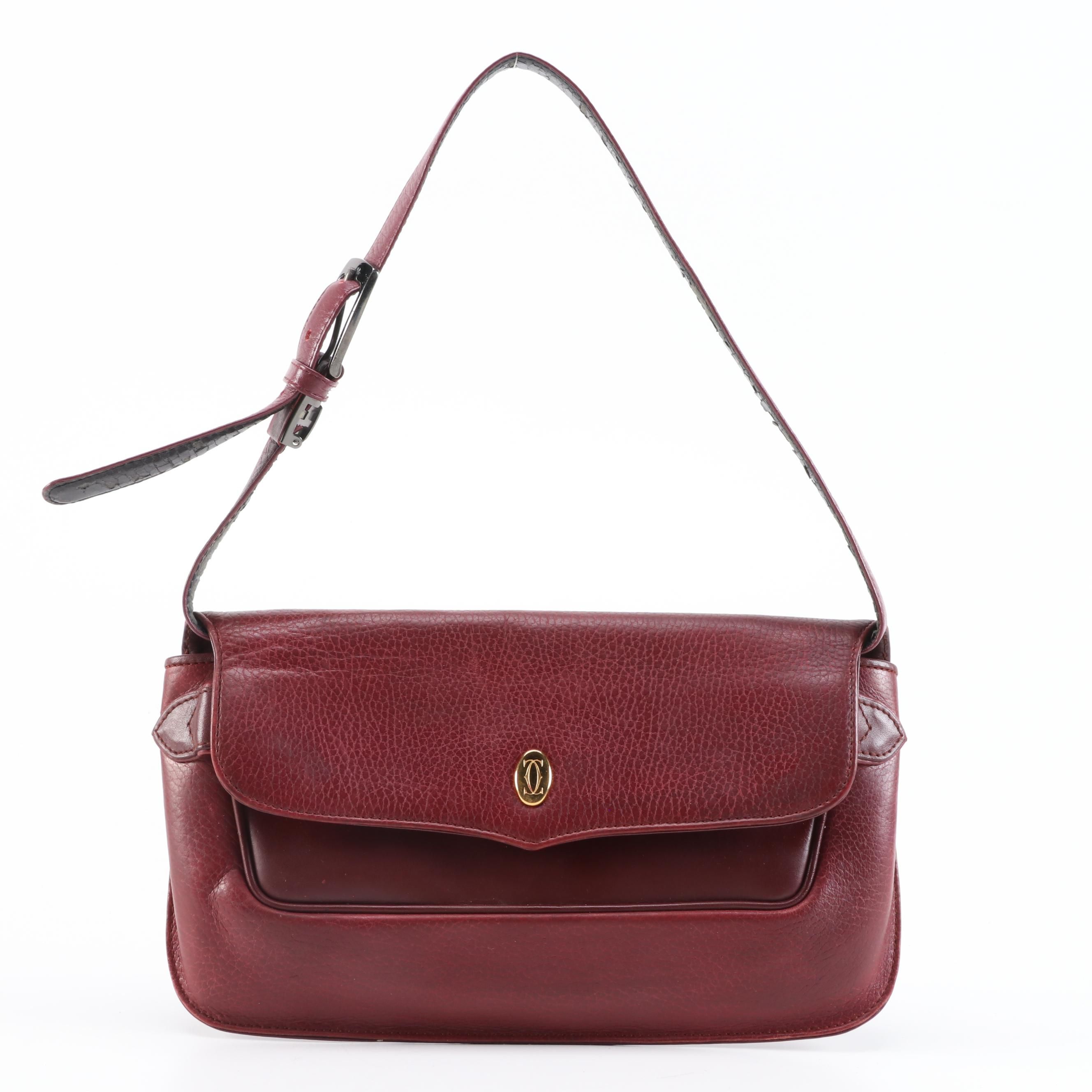 burgundy leather shoulder bag