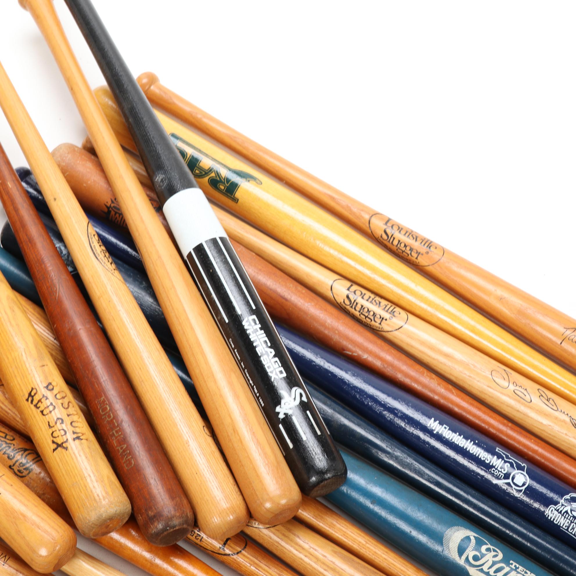 Souvenir Baseball Bats Including Louisville Slugger, Some Autographed