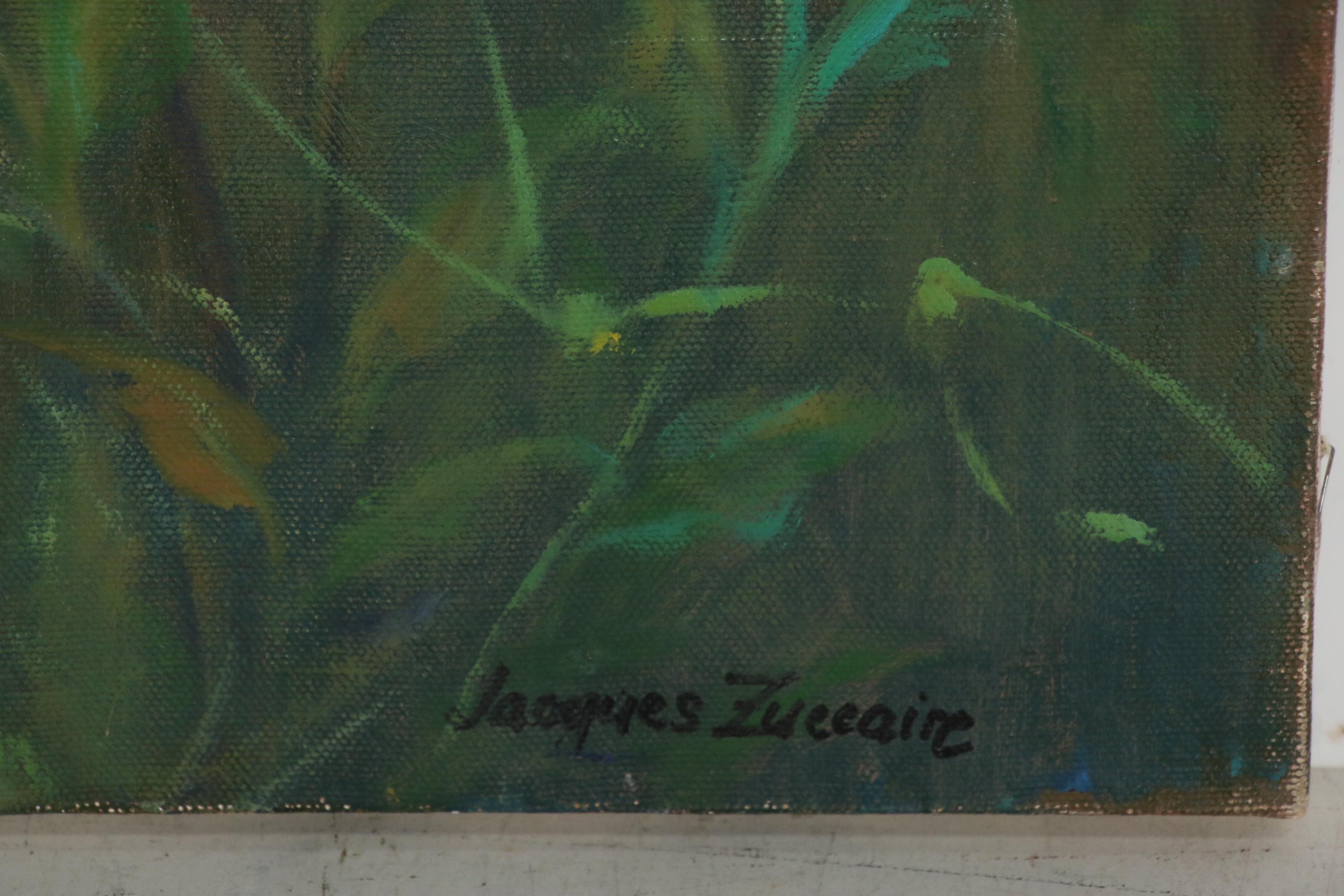 Jacques Zuccaire Oil Painting with White and Pink Roses, Late 20th Century EBTH