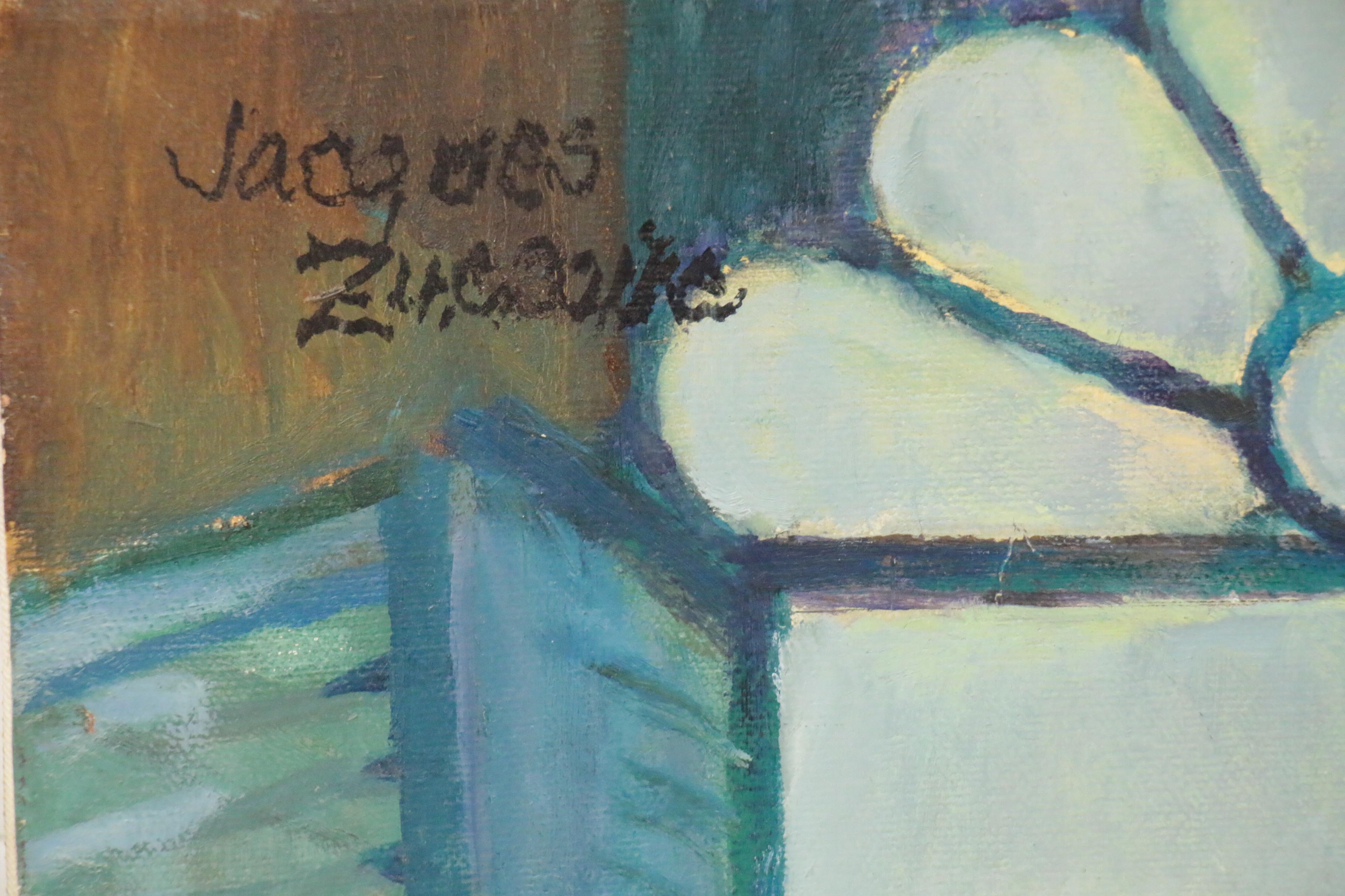 Jacques Zuccaire Figural Oil Painting of Interior with Seated Female Nude EBTH