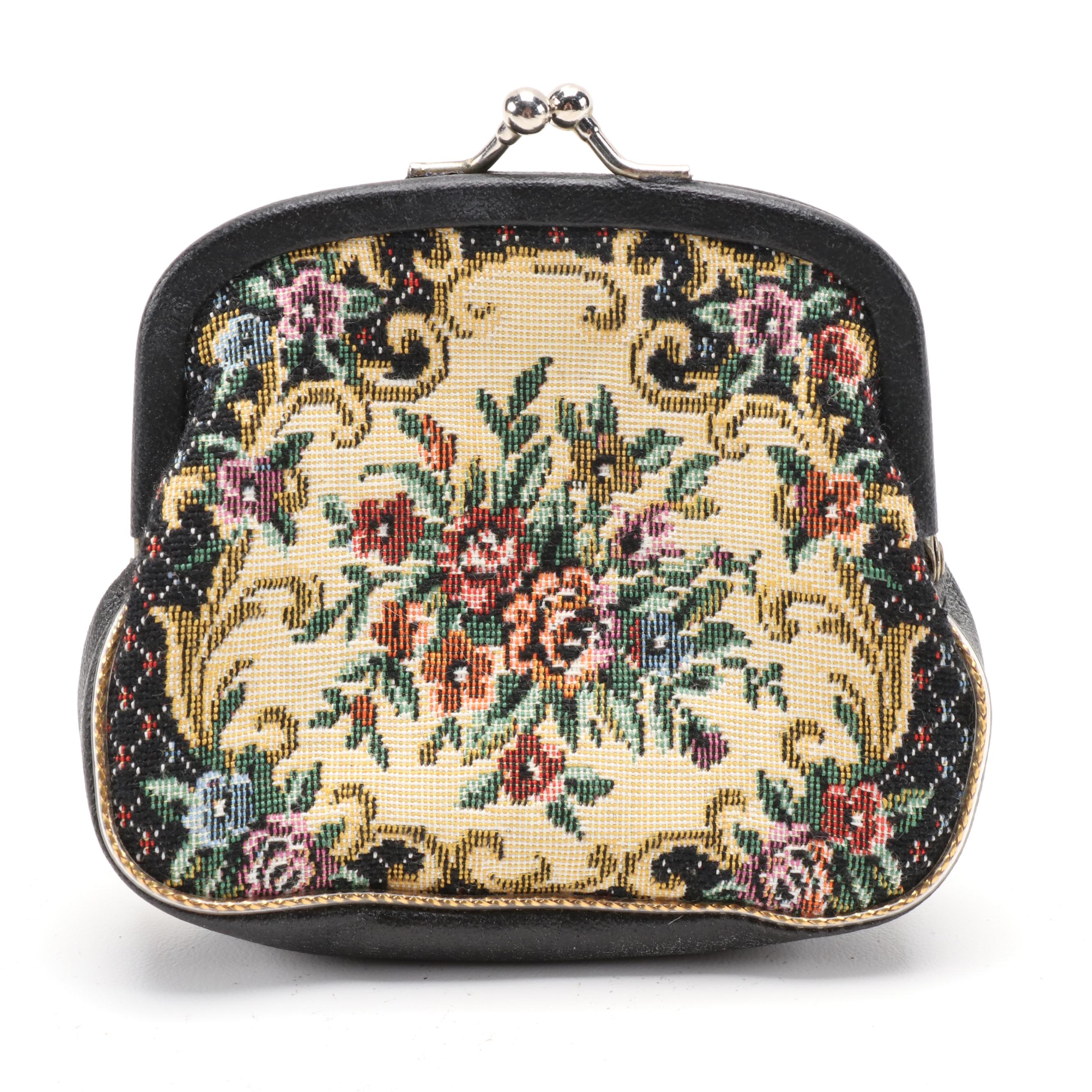 Needlepoint and Metal Coin Purses with Kiss Lock Clasps, Vintage EBTH