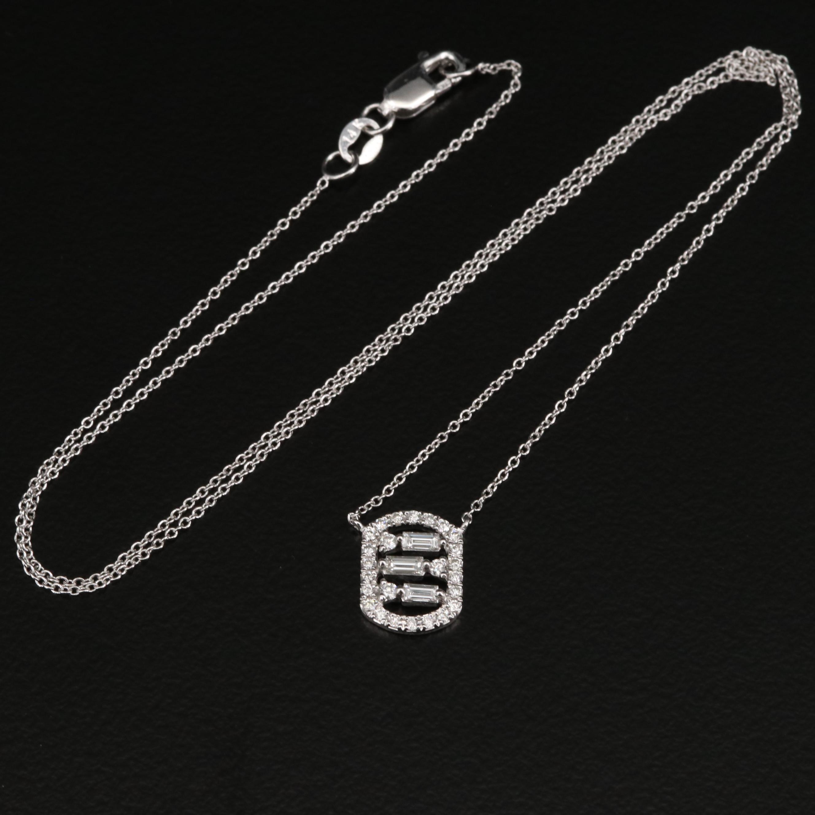 14K Diamond Stationary Pendant Necklace EBTH