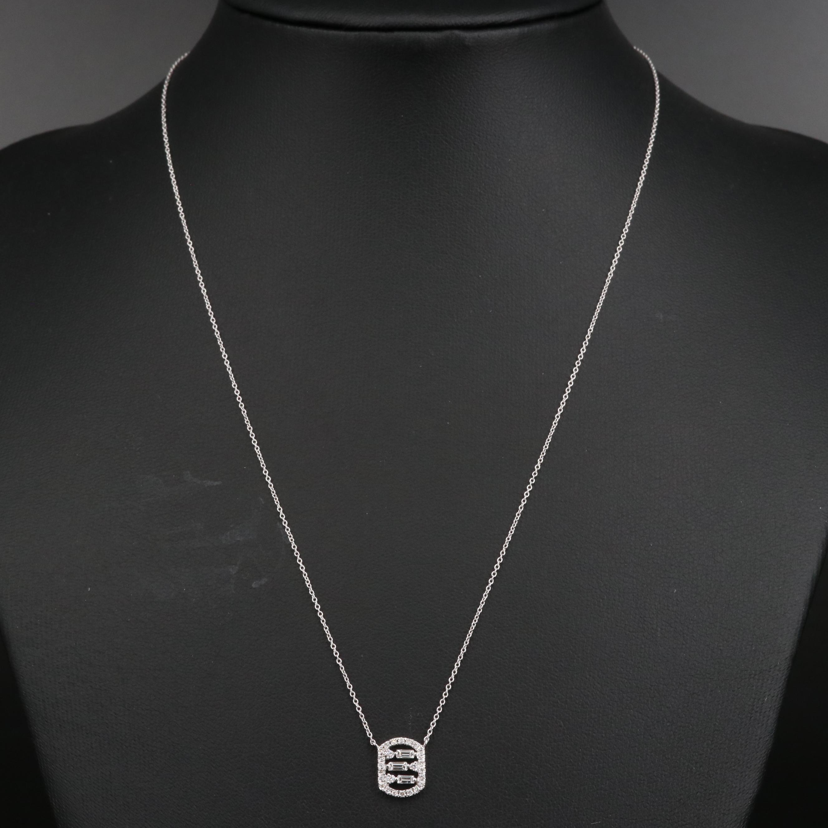 14K Diamond Stationary Pendant Necklace EBTH