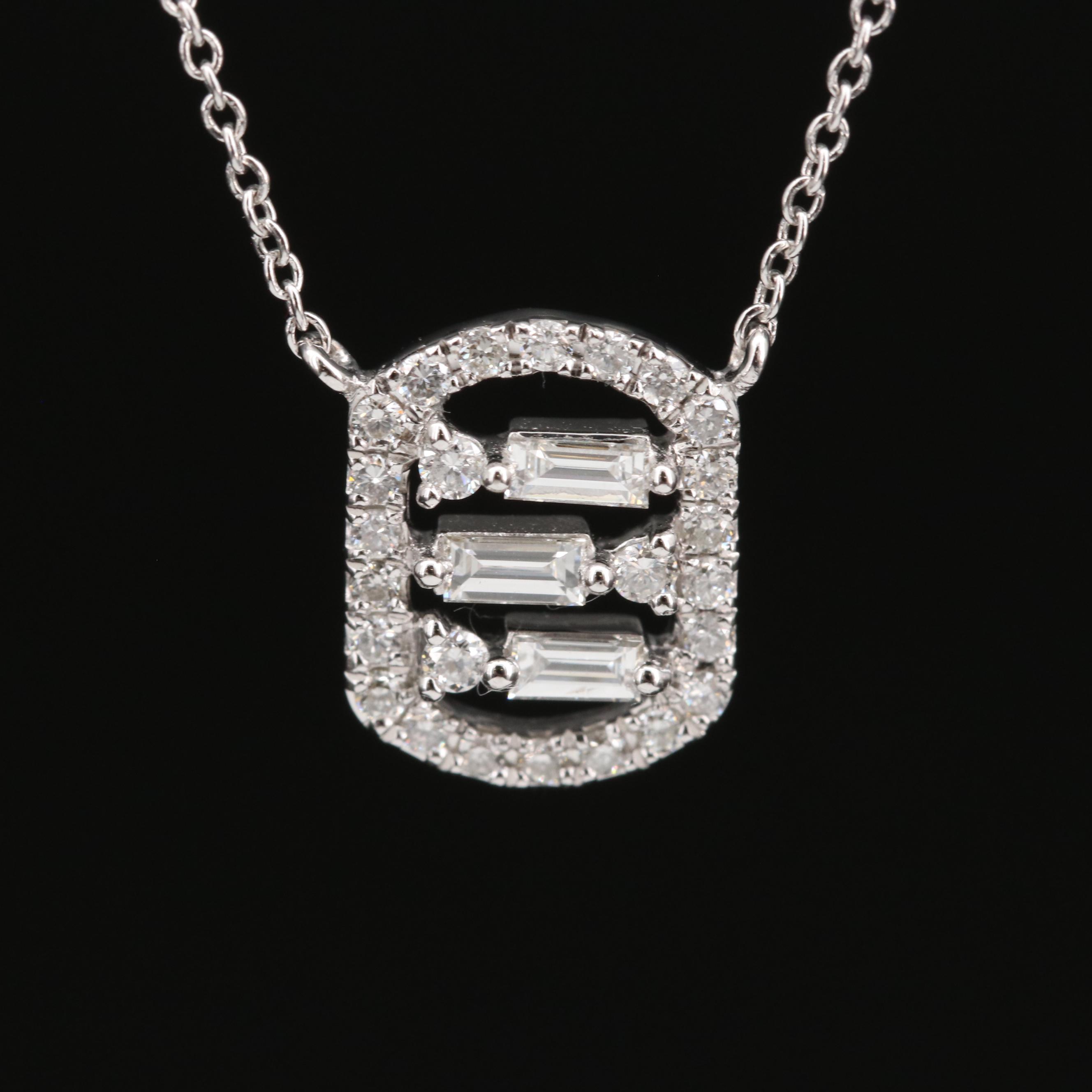 14K Diamond Stationary Pendant Necklace EBTH