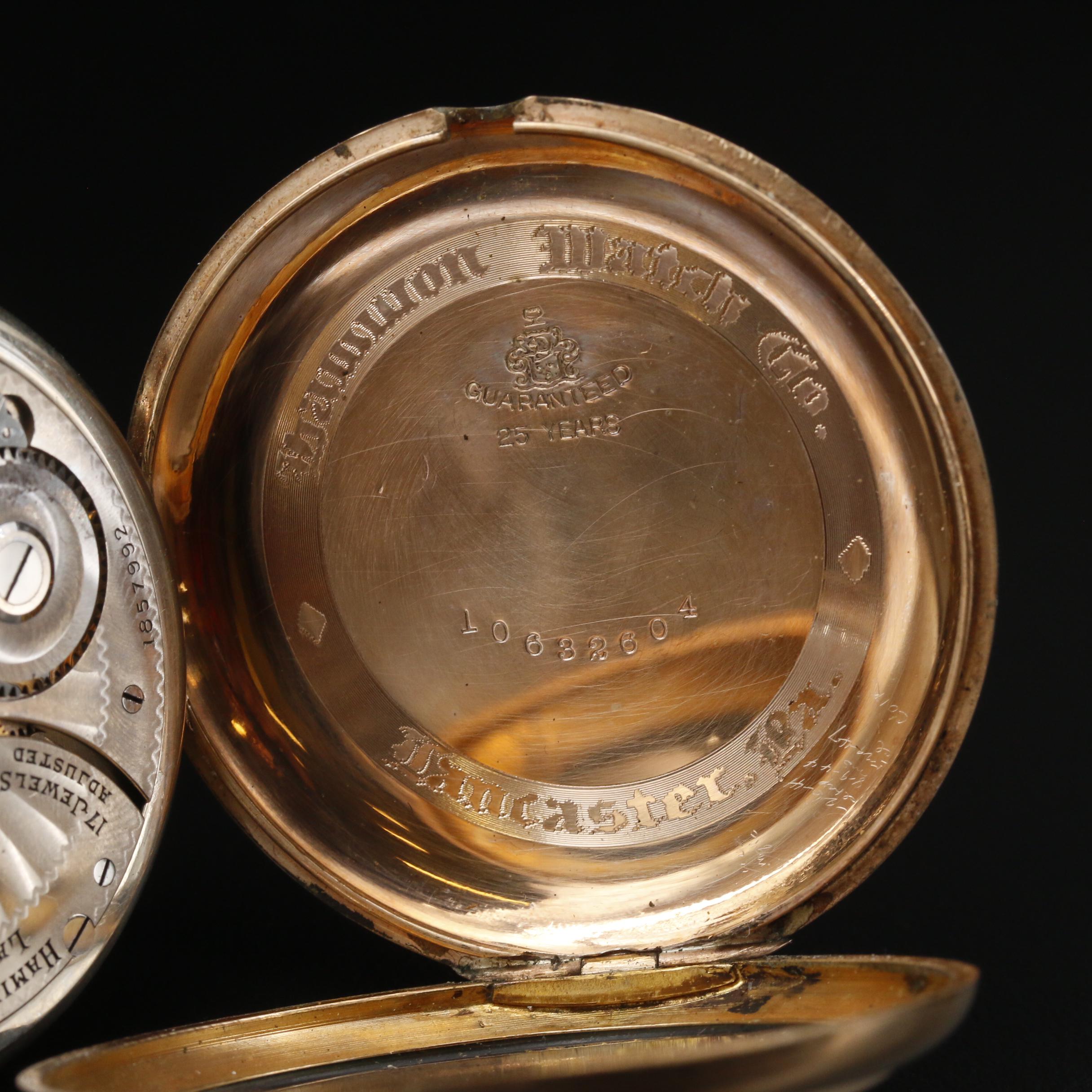 1919 Hamilton Gold Filled Pocket Watch with Gold Filled Chain Fob EBTH