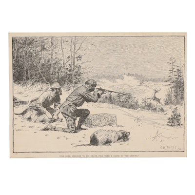 Lithograph After A.B. Frost Hunting Scene, Late 19th Century
