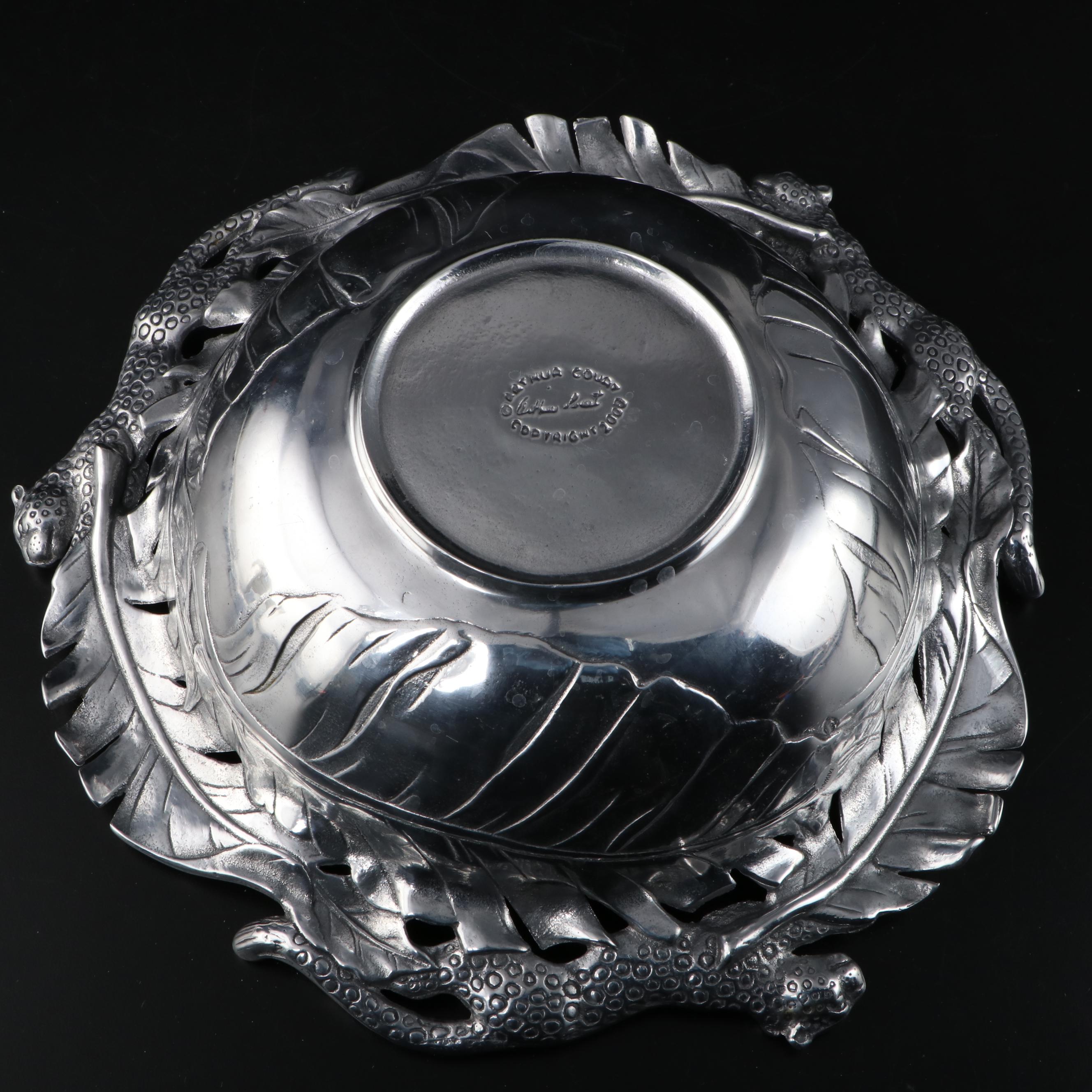 Arthur Court Aluminum quot Safari quot Salad Bowl and Serving Utensils EBTH