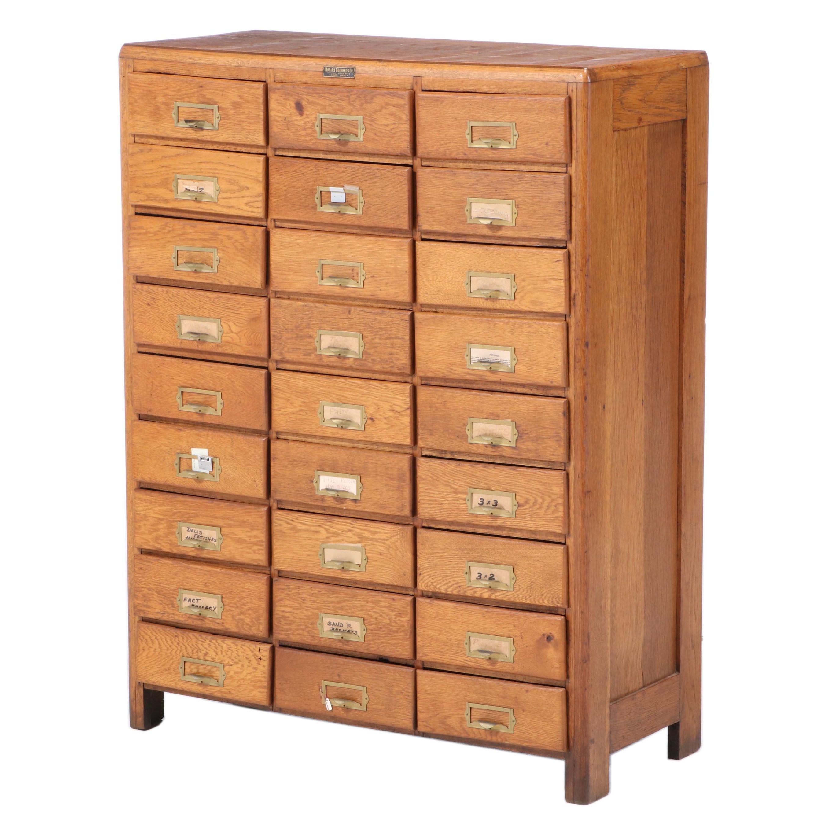 Hobart Brothers Oak MultiDrawer Card Catalog Filing EBTH
