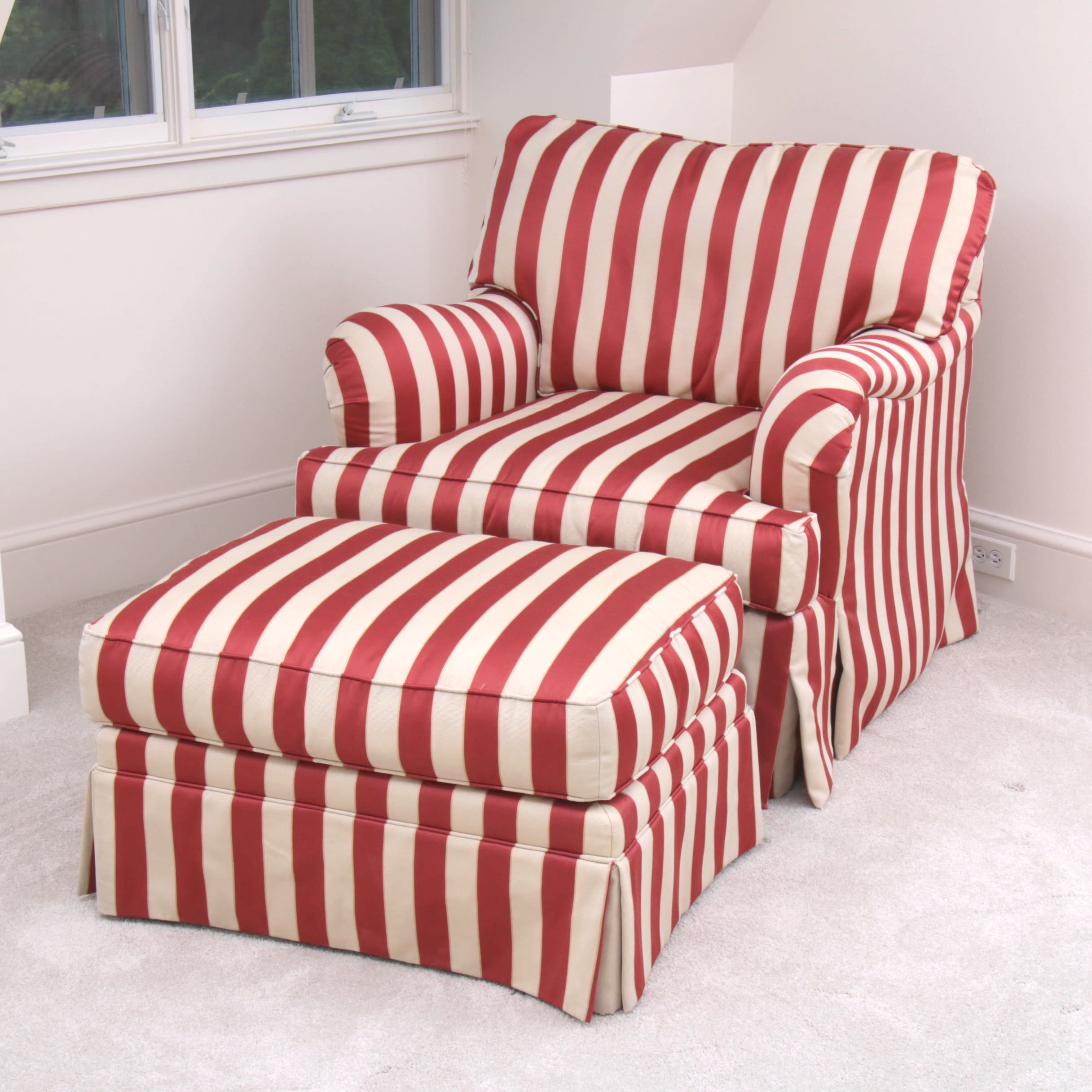 striped chair with ottoman