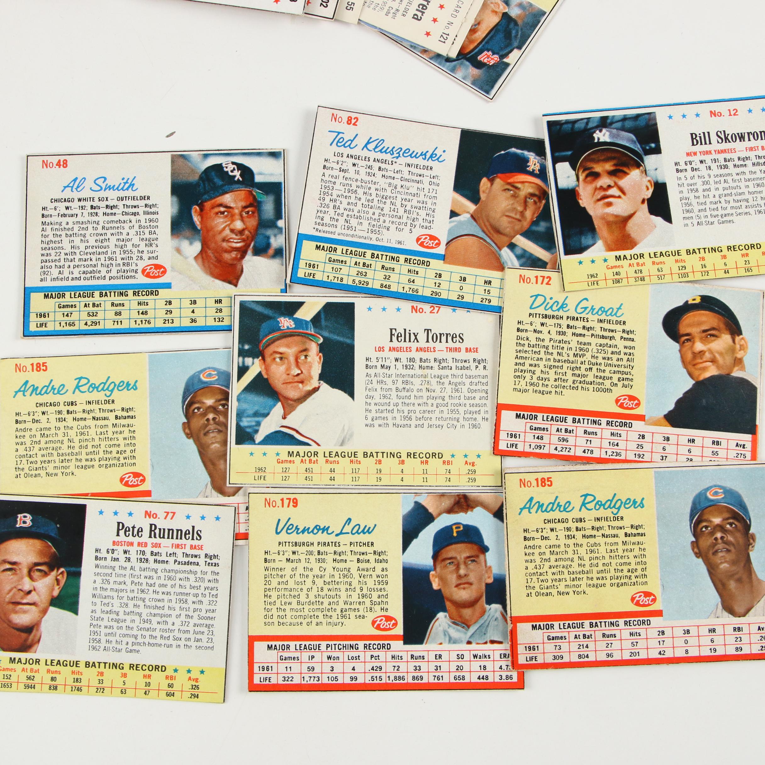 Early 1960s Post Cereal Baseball Cards with Stars and Hall of Fame