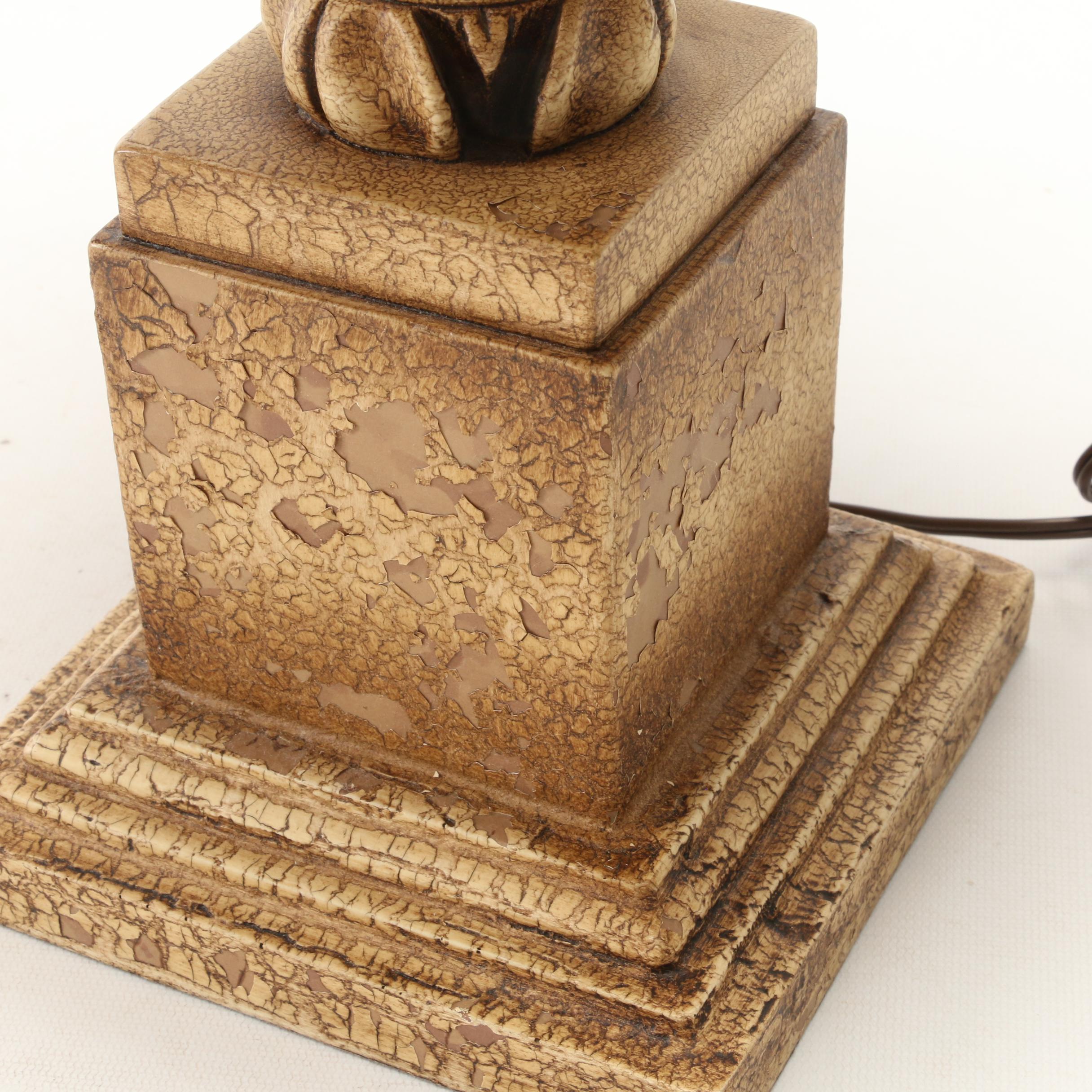 Bird Bath Form Resin Table Lamp with Fabric Shade EBTH