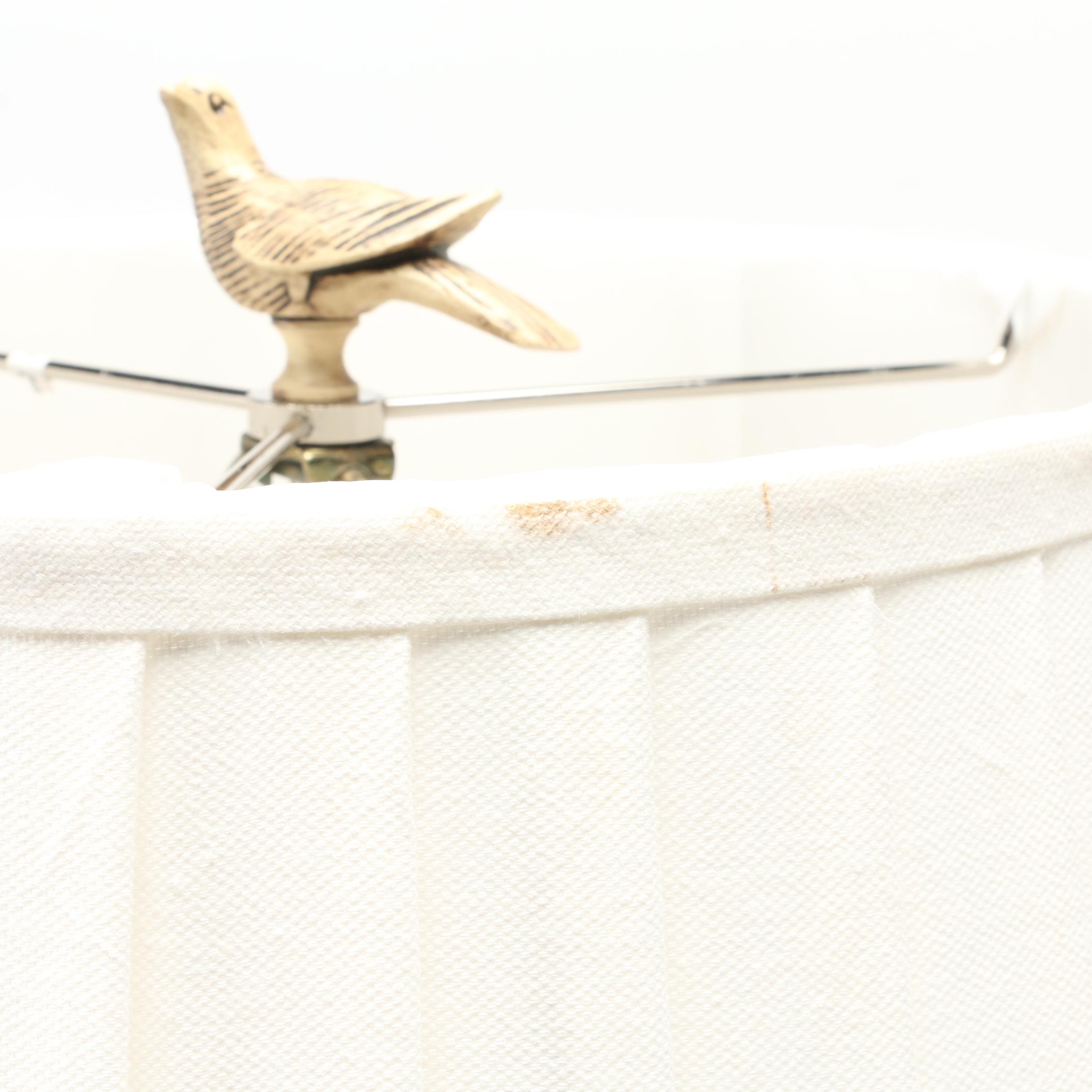 Bird Bath Form Resin Table Lamp with Fabric Shade EBTH